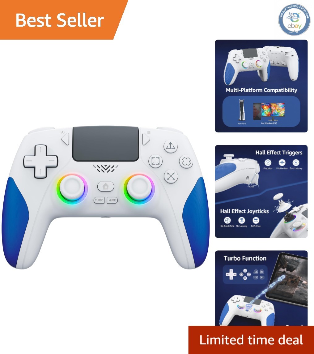 Advanced Wireless Controller for PS5 – Customizable RGB & Hall Effect Feedback