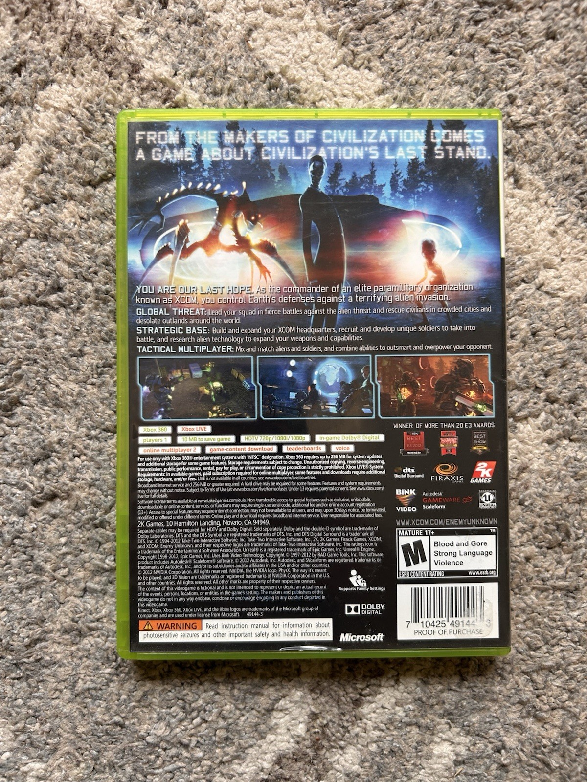 Xbox 360 XCOM Enemy Unknown CIB TESTED