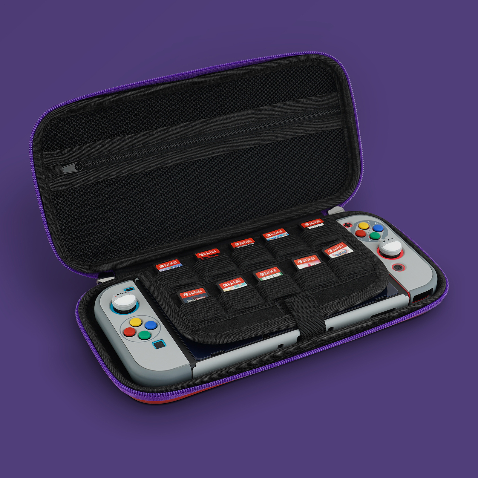 PlayVital Carrying Case for Nintendo Switch & Switch OLED Purple Red Swirl