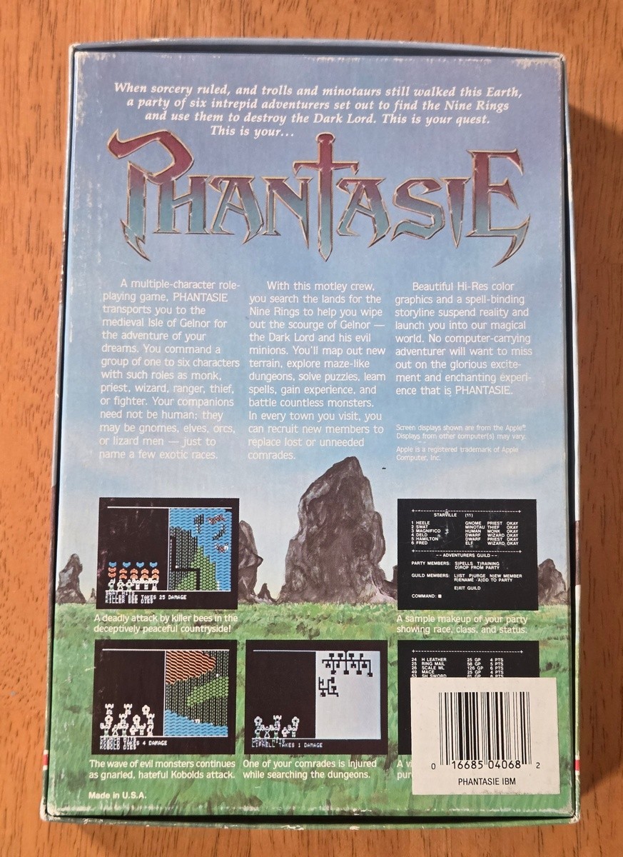 Phantasie SSI IBM PC Big Box Game 1987 Complete CIB 5.25″ Floppy Disk