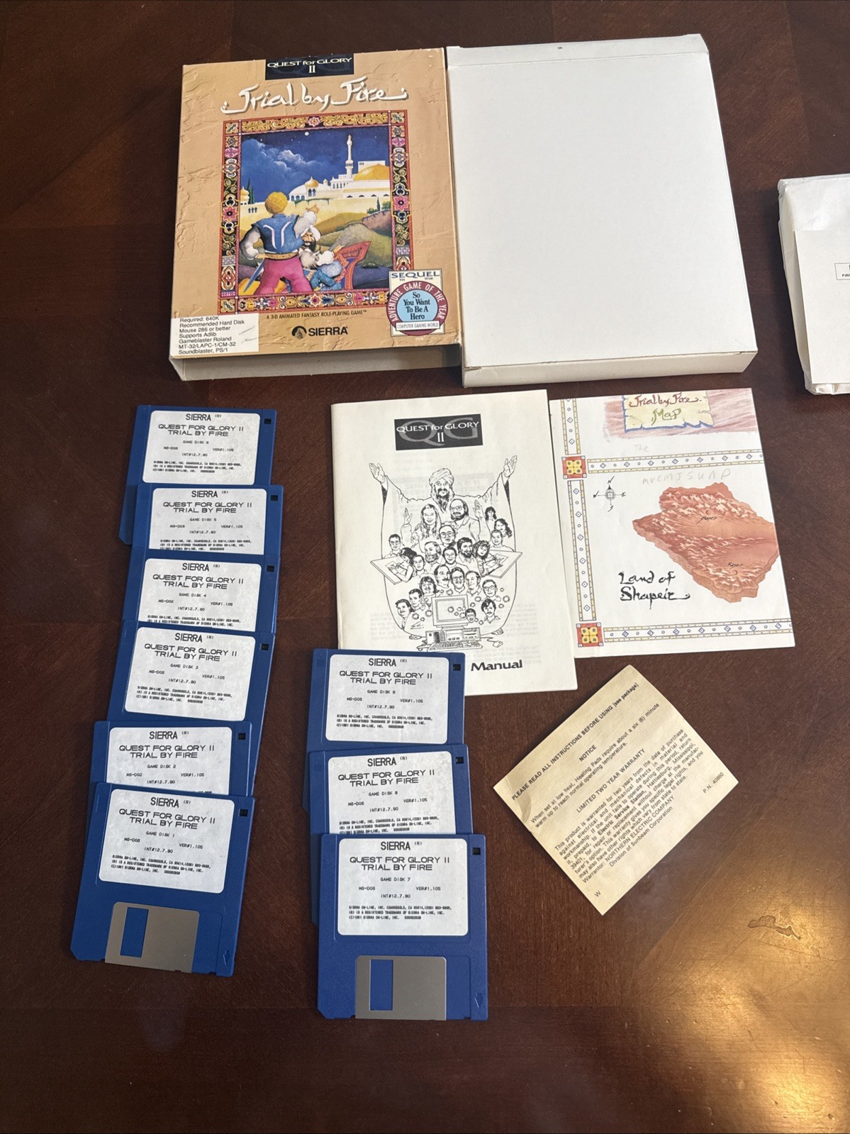 Quest for Glory II: Trial by Fire PC, 1990 3.5″ disks, Complete in Box