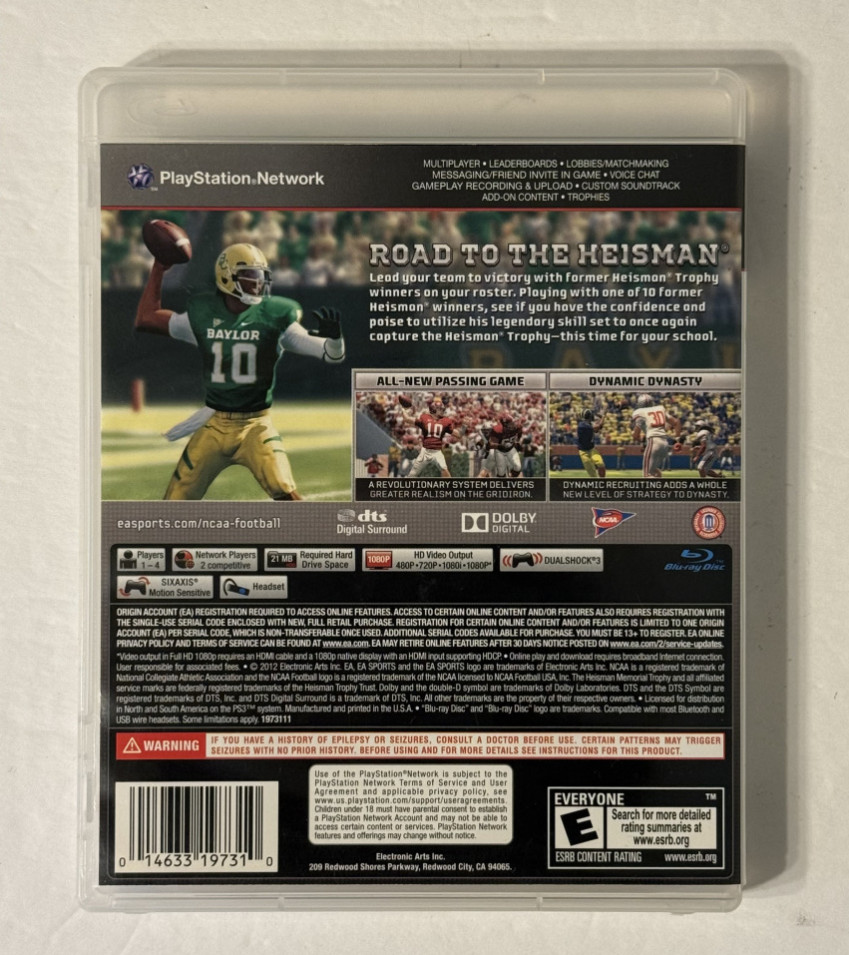 NCAA Football 13 Sony PlayStation 3 PS3 2012 Manual / Insert Included