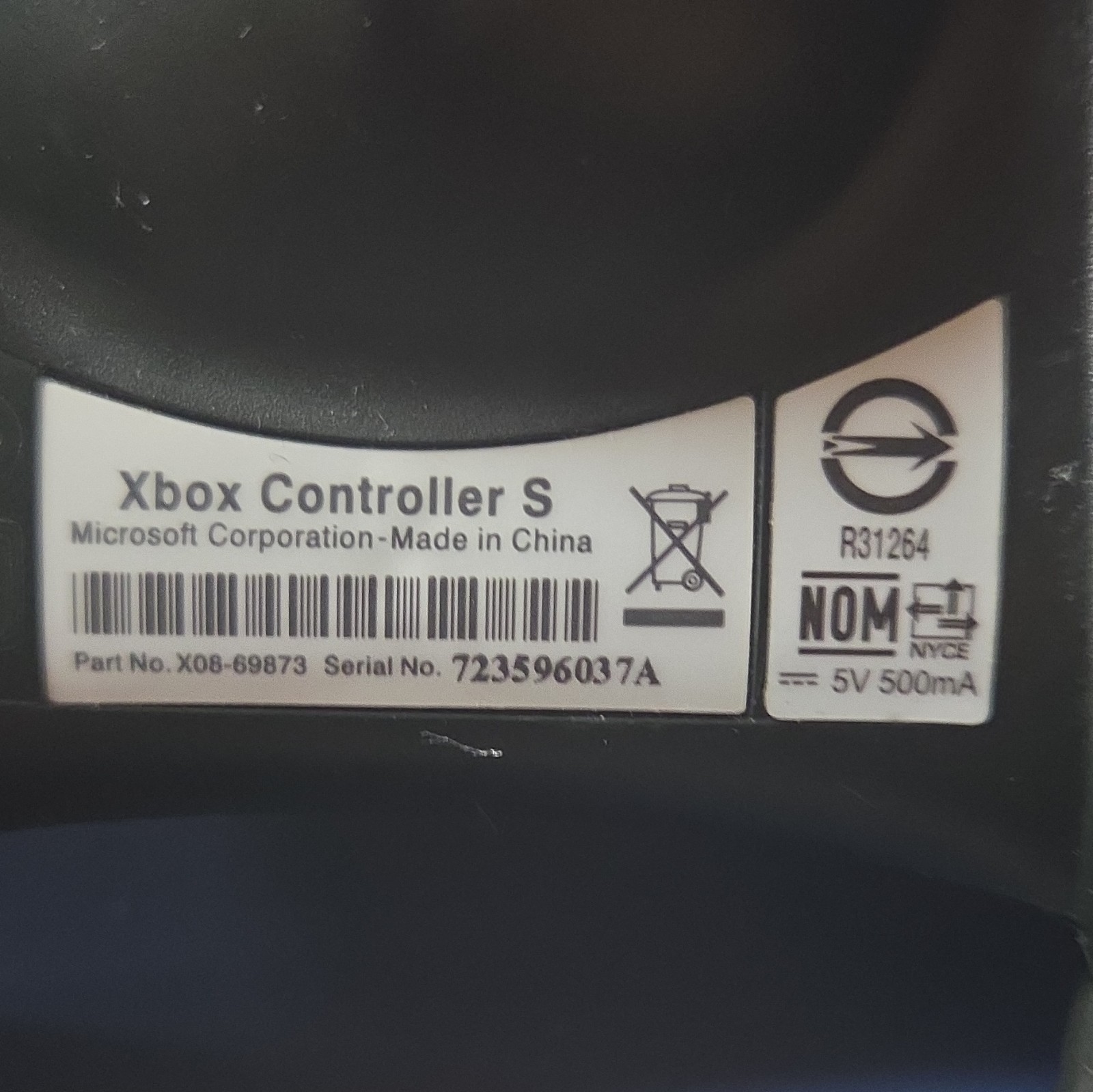 Microsoft Xbox Controller S Wired Black Ergonomic Plastic X08-69873 for Xbox