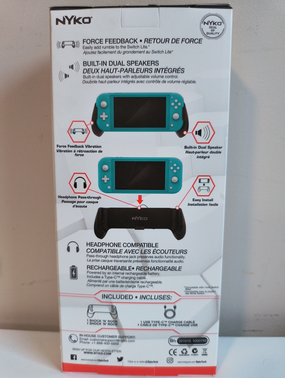 Nyko Shock ‘N’ Rock Rumble Attachment With Dual Speakers for Switch Lite