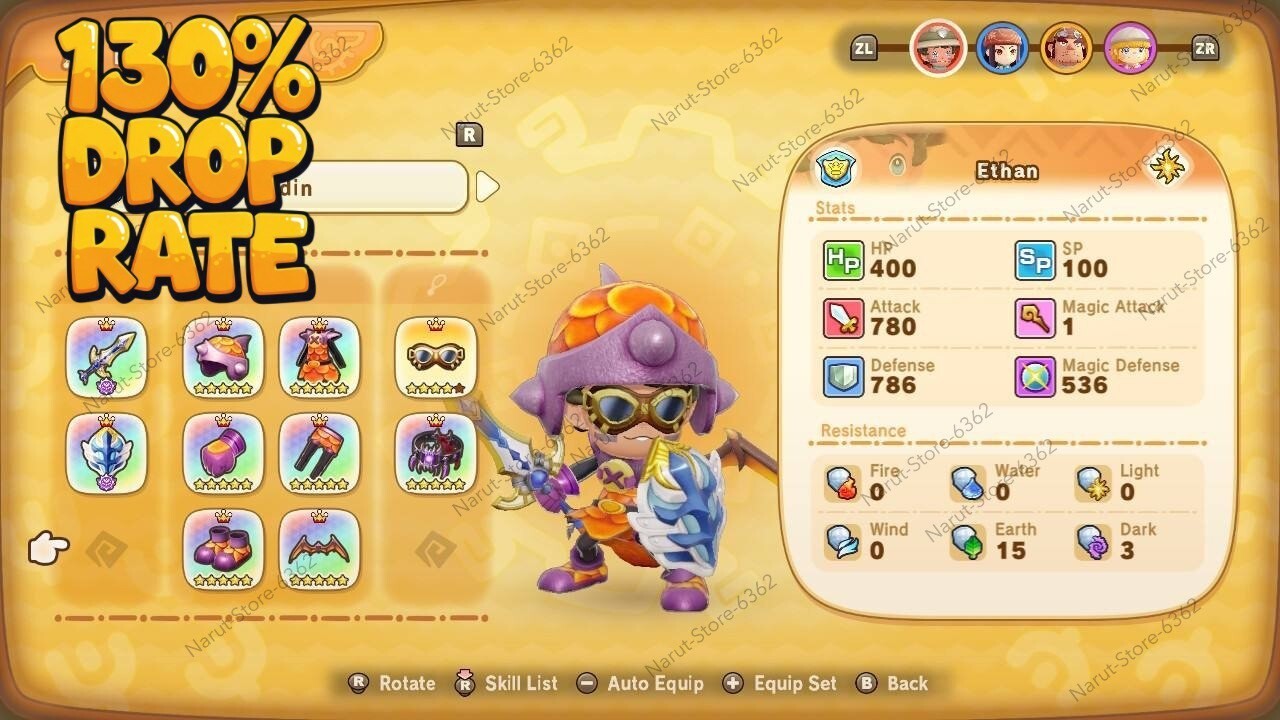 Fantasy Life I: Salamander Set 🌟+130% drop rate🌟 Item Weapons paladins