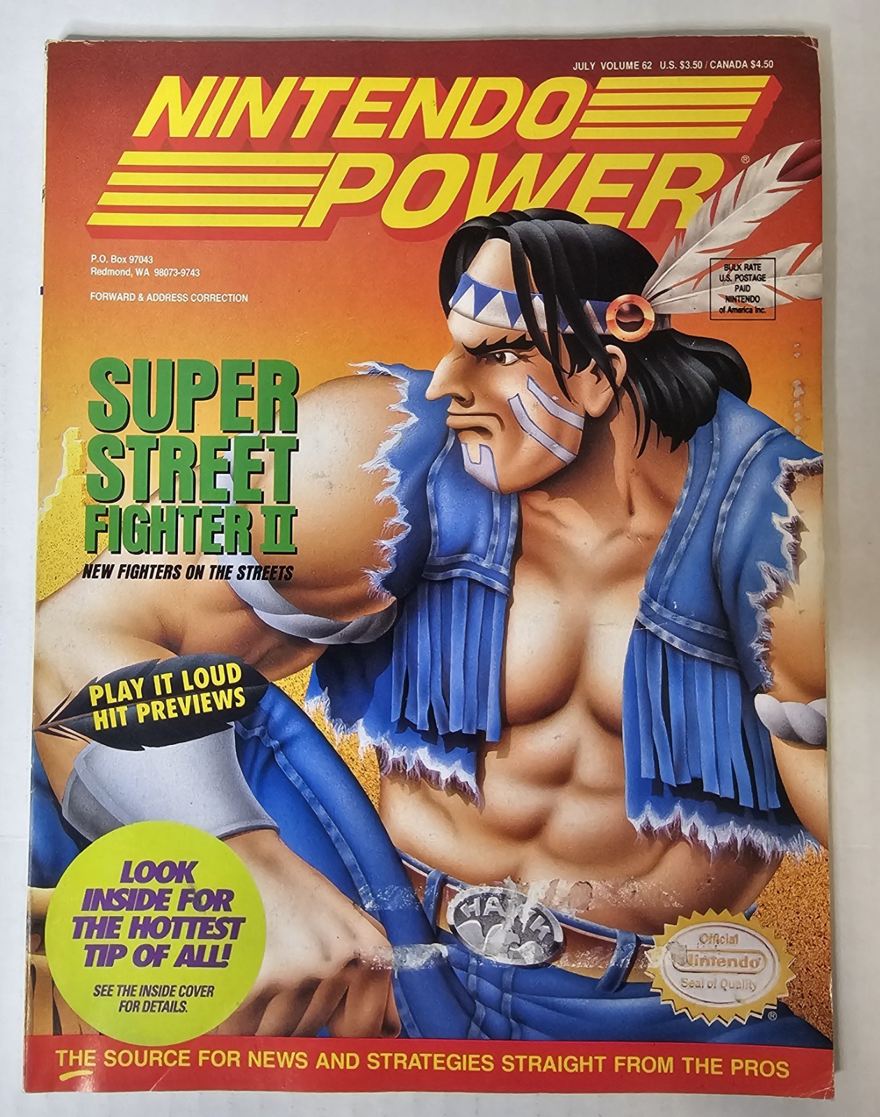 Nintendo Power Magazine Volume Vol 62 poster Super Street Fighter 2 July 1994