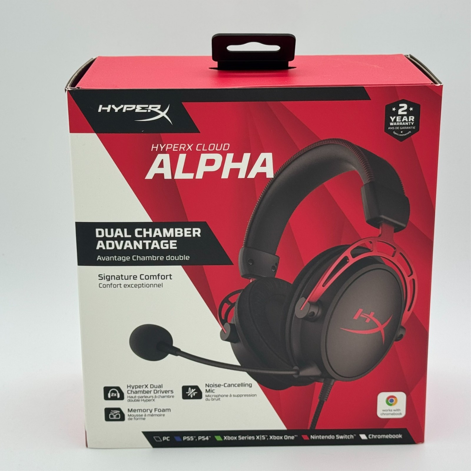 HyperX Cloud Alpha Gaming Headset – Dual Chamber Drivers – PC, PS5, Xbox – Red