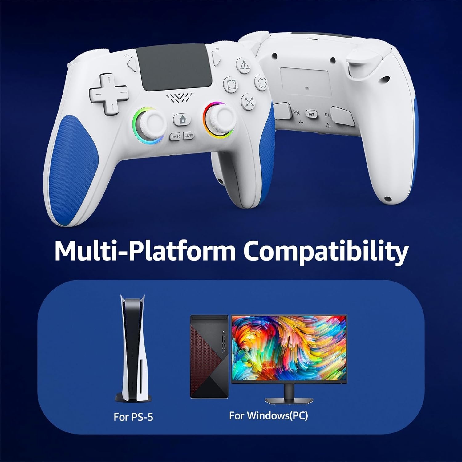 Advanced Wireless Controller for PS5 – Customizable RGB & Hall Effect Feedback
