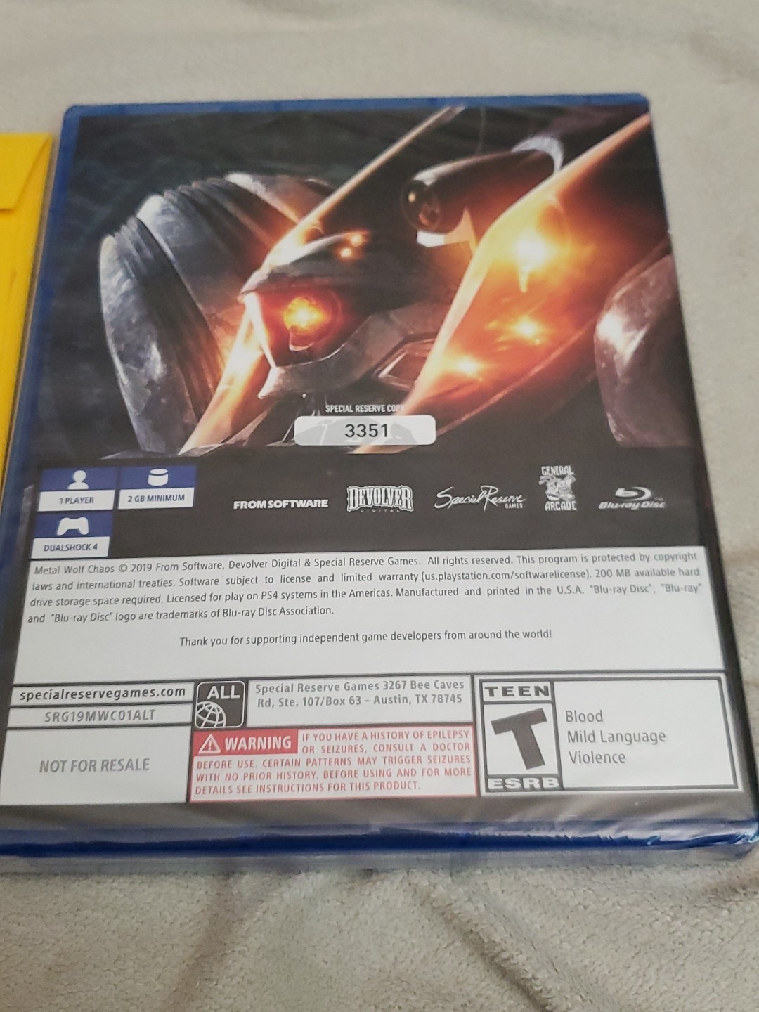 Brand METAL WOLF CHAOS XD PS4 From Software Special Reserve W Extras G1N