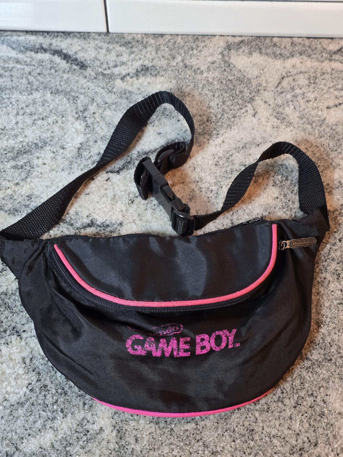 Vintage Nintendo Game Boy Fanny Pack Waist Bag Black Pink Logo Adjustable Nylon