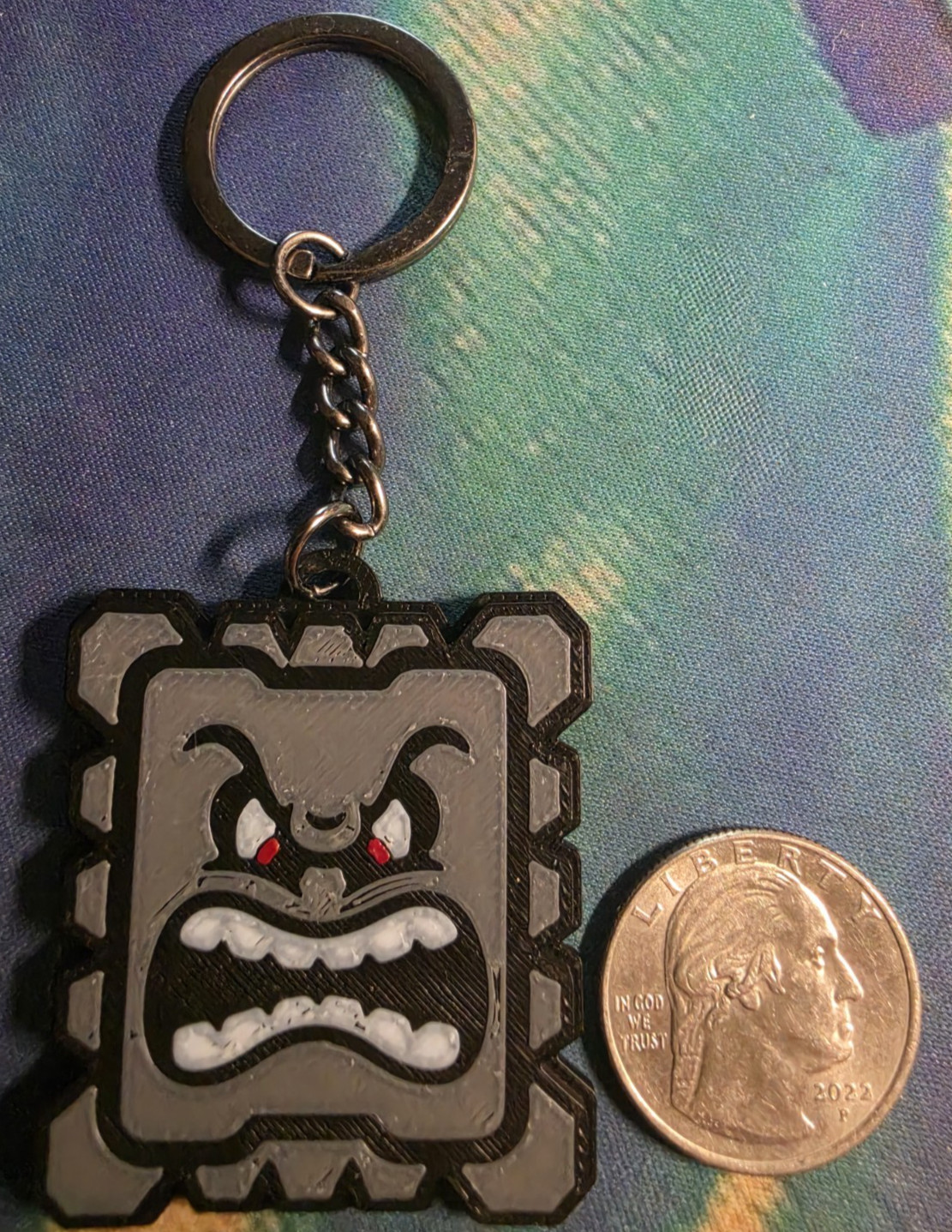 3D PRINTED THWOMP KEYCHAIN NOSTALGIA SUPER MARIO BROS GALAXY MARIO 64