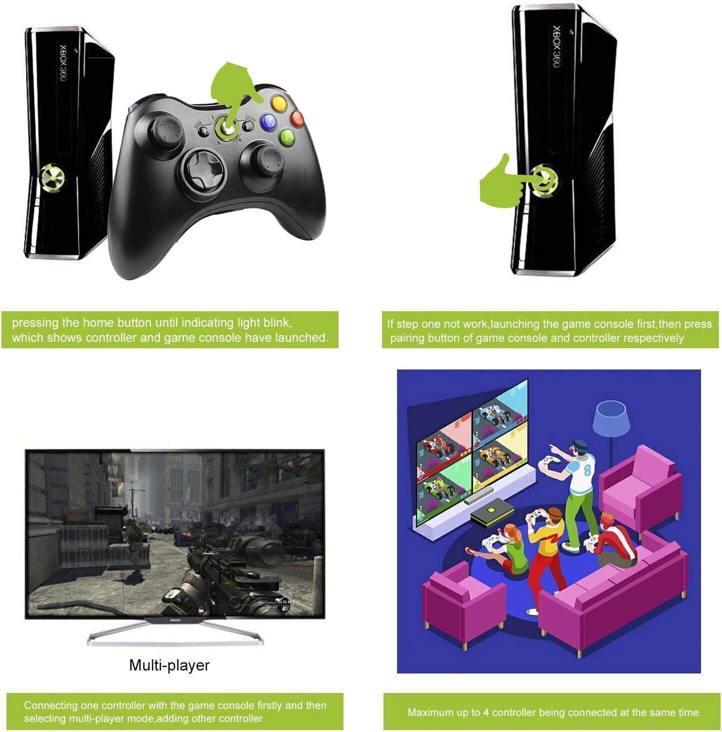 USB Wireless Game Controller Gamepad Joystick For Microsoft Xbox 360 PC Windows
