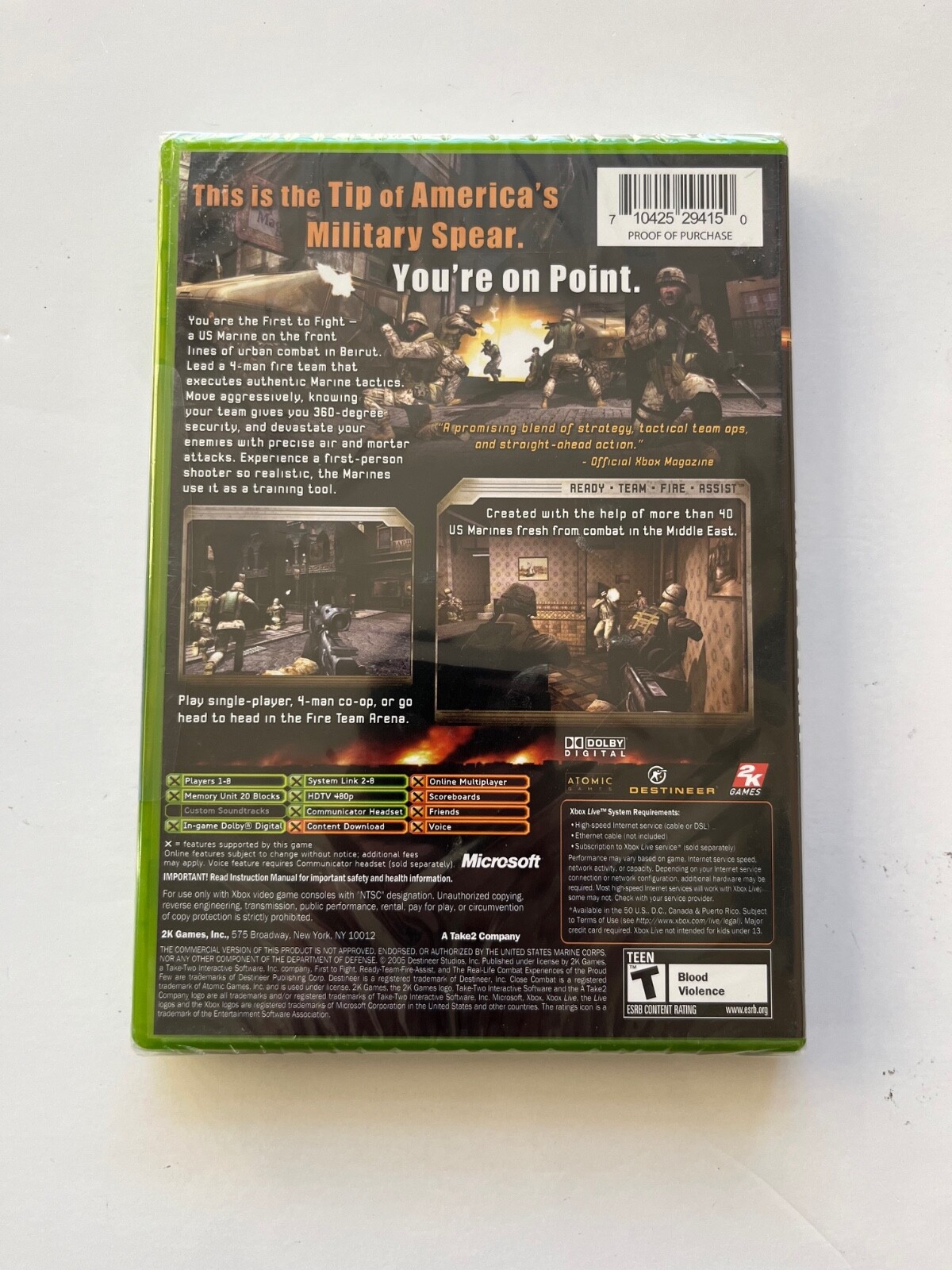 Close Combat: First to Fight (Microsoft Xbox, 2005) New factory Sealed OOP 2K