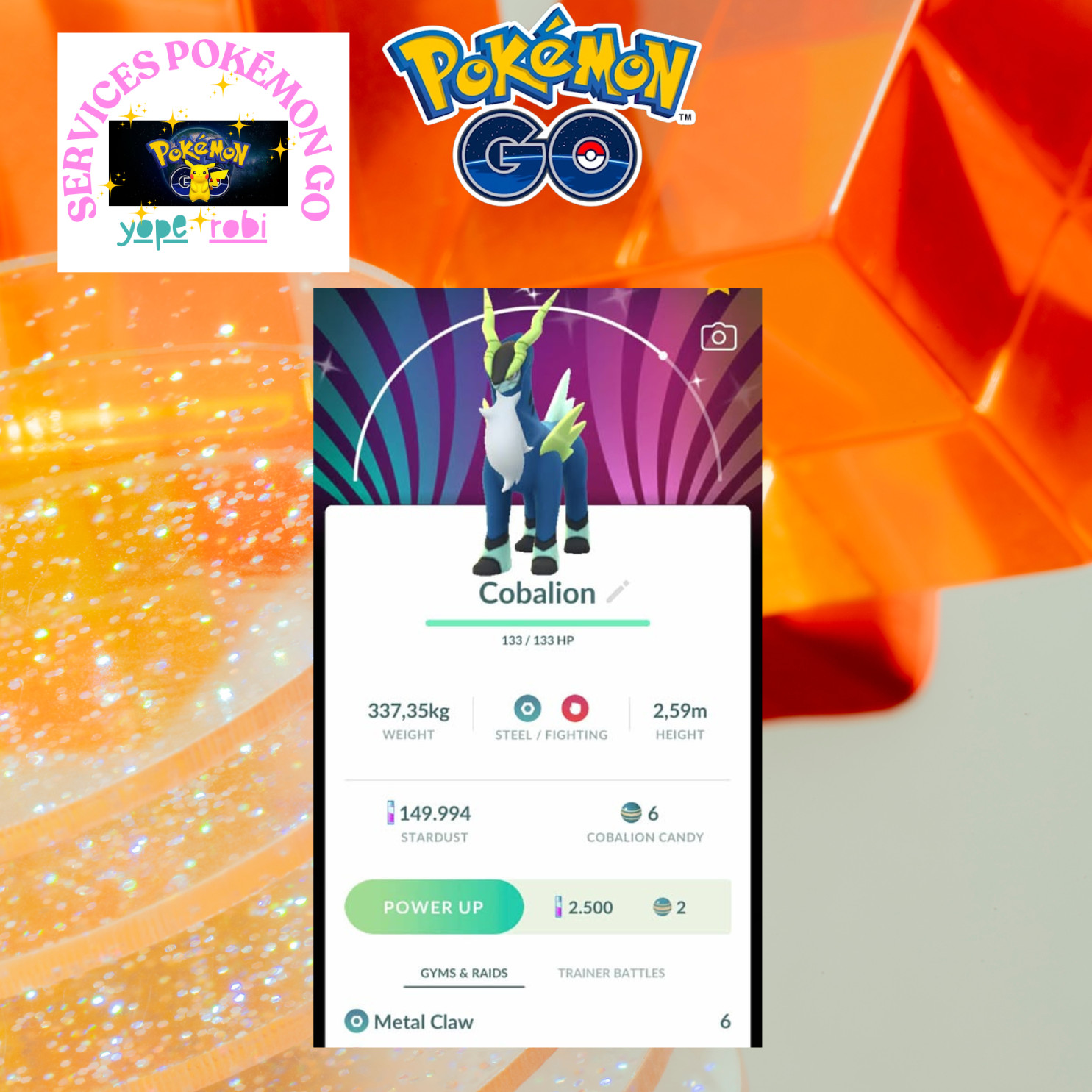 Pokémon go❀Shiny Cobalion❀Delightful Day Background-PTC or TR❀DE 20k Stardust❀