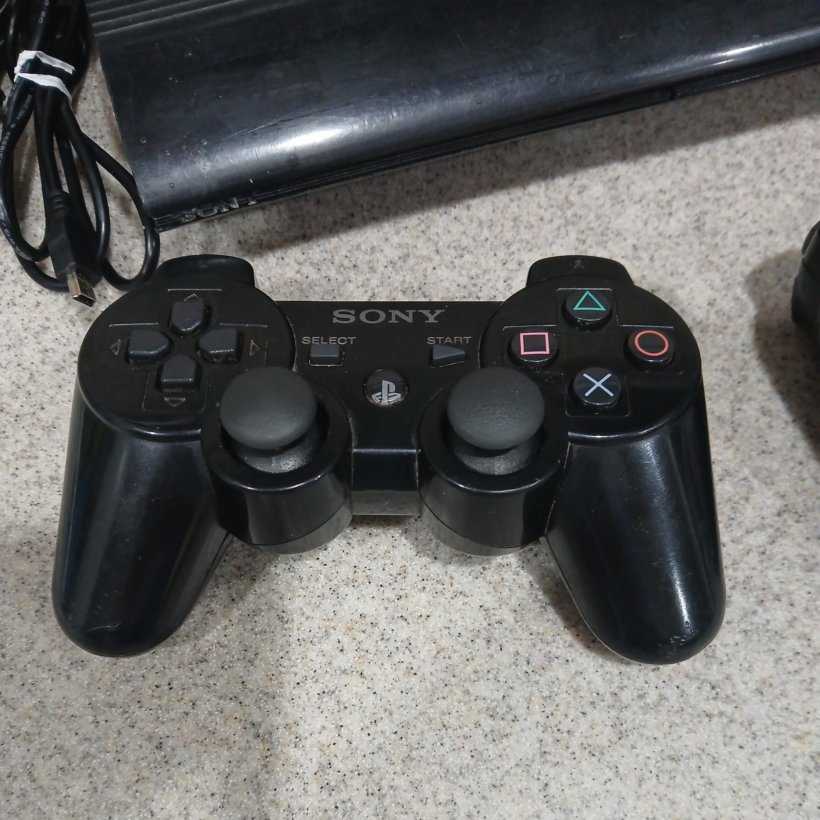 Sony PlayStation 3 PS3 Super Slim cech 4001B Black Console 2 Controllers