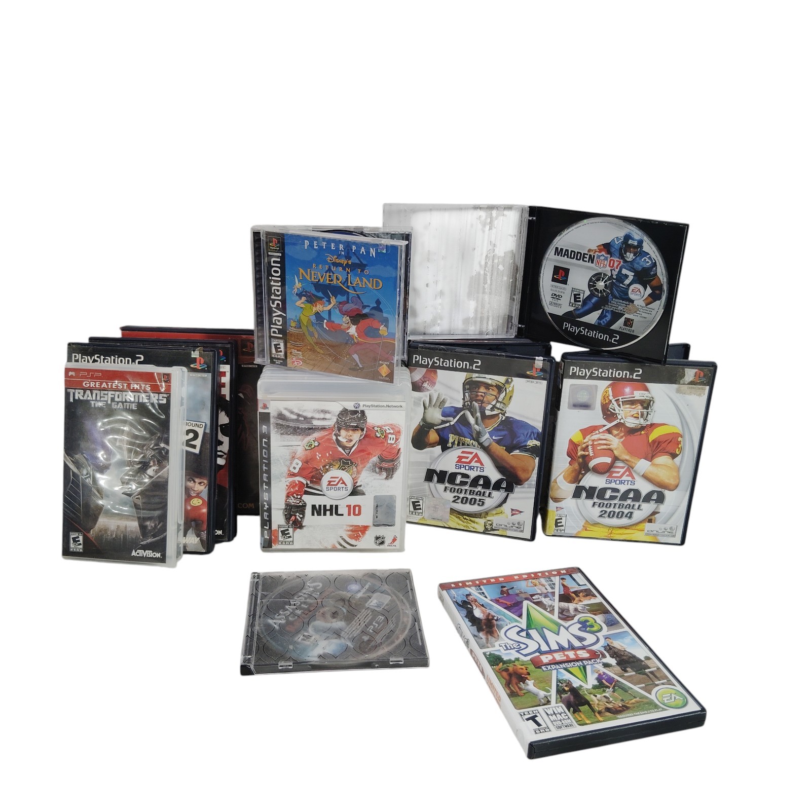 Lot of 17 Playstation 1-2-3 Video Games Neverland Madden NCAA Football & Cases