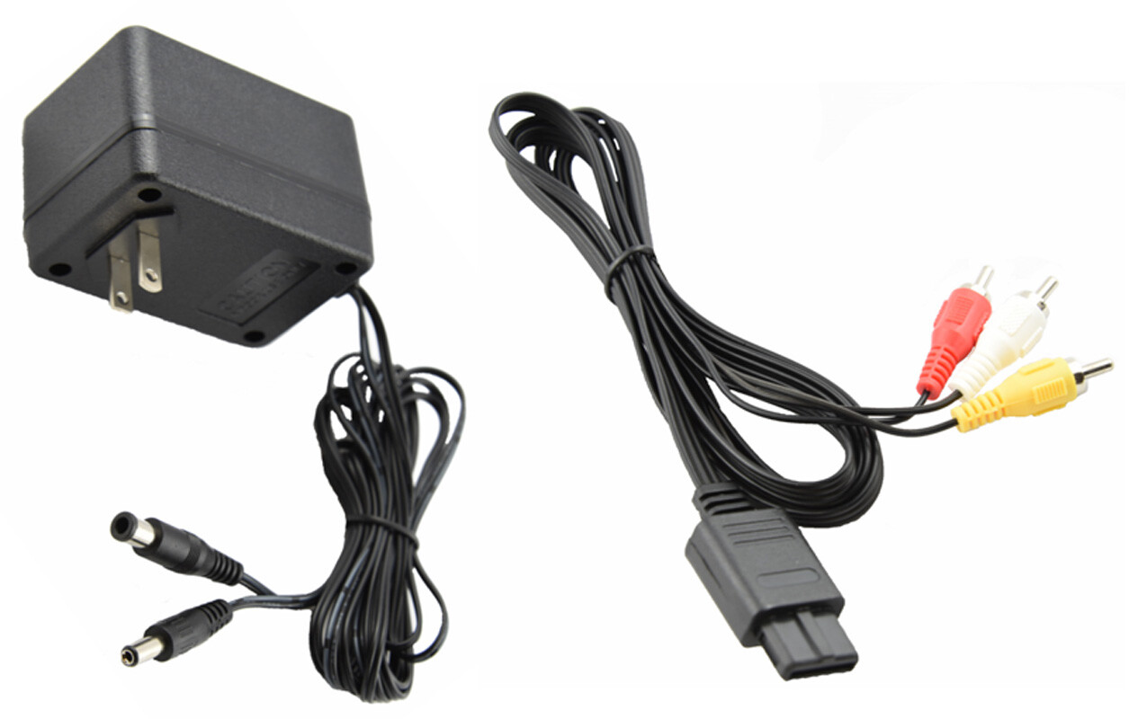 Audio AV RCA+AC Cable Power Supply Adapter Cord For Super Nintendo SNES Game Set