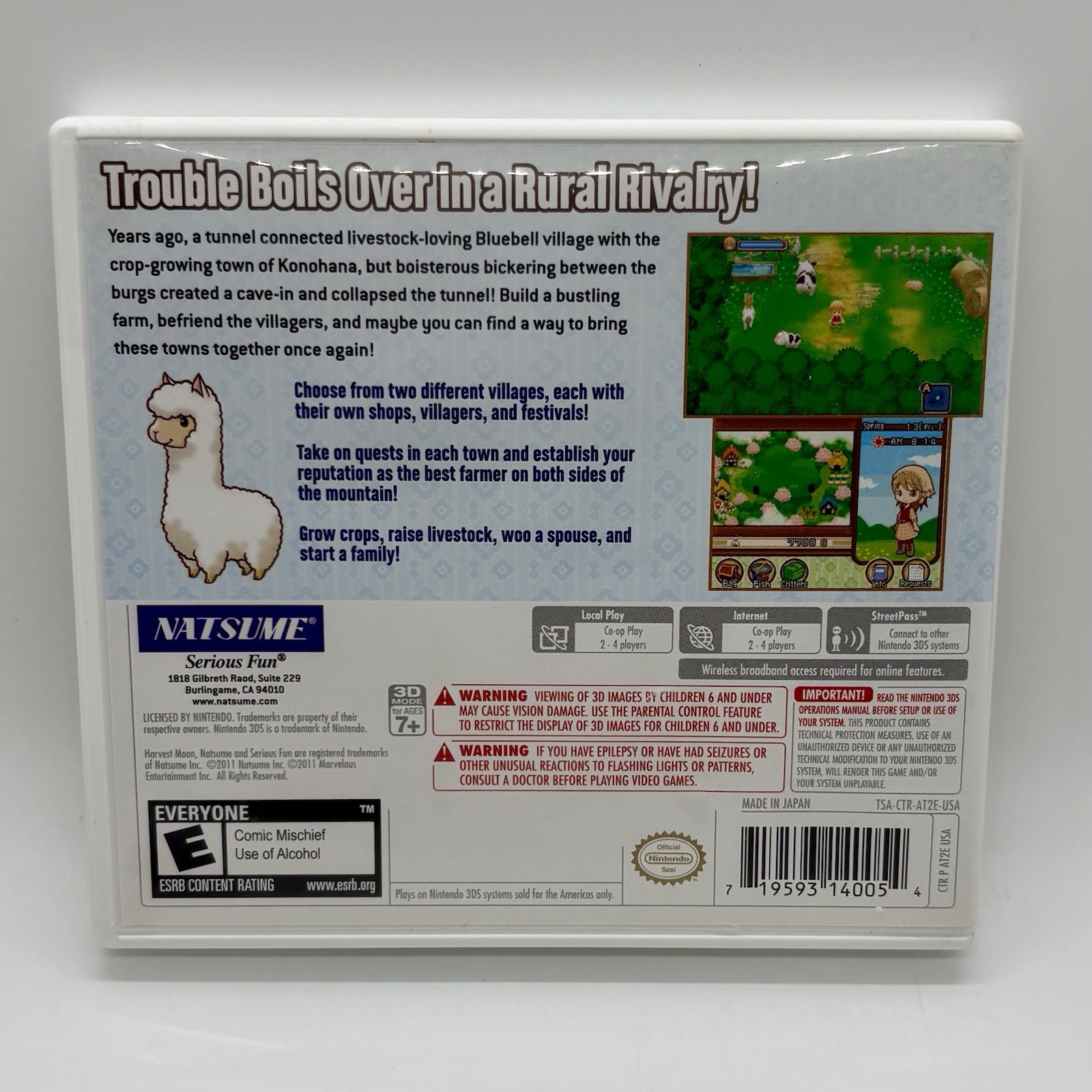 Harvest Moon 3D: The Tale of Two Towns (Nintendo 3DS) CIB Complete Tested