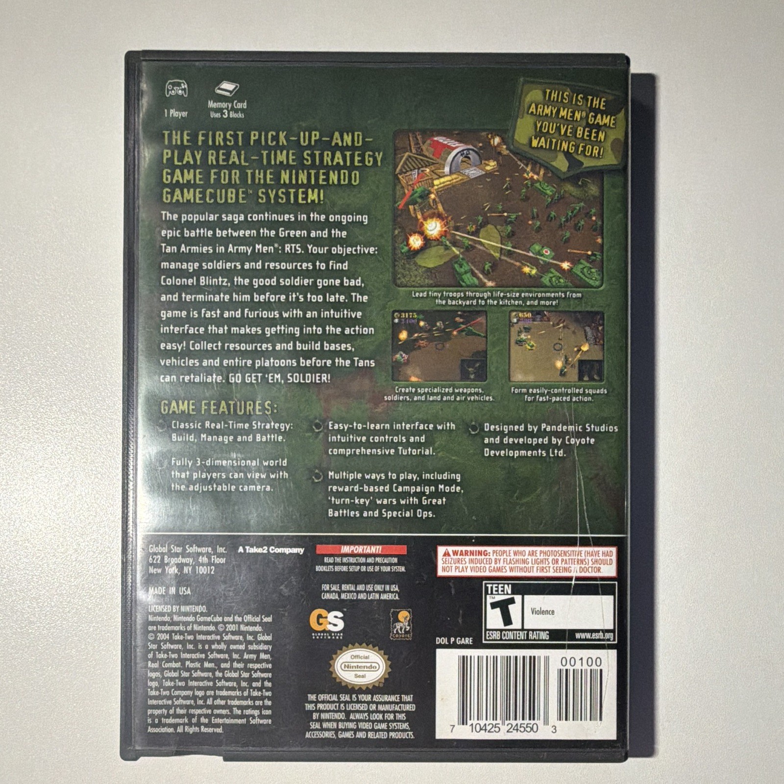 Global Star Software Army Men: RTS (2002) Strategy T GameCube NTSC-U/C Manual