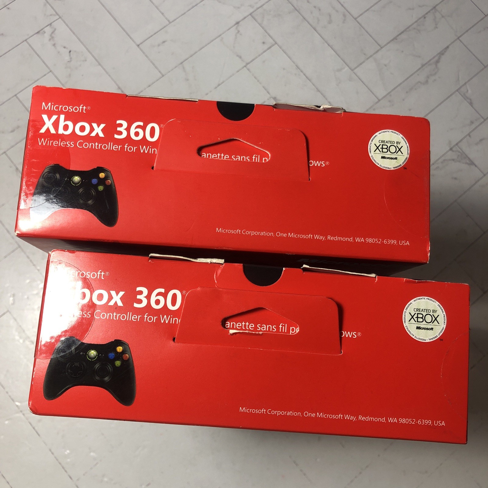 2x Xbox 360 Microsoft ‎Wireless Controllers for Windows Black Genuine OEM SEALED