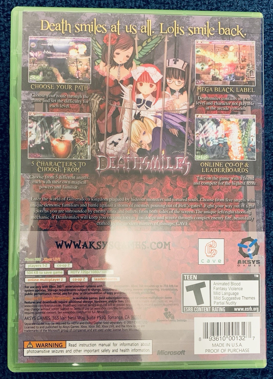 Deathsmiles (Microsoft Xbox 360, 2010) CIB Complete w/ Manual Tested