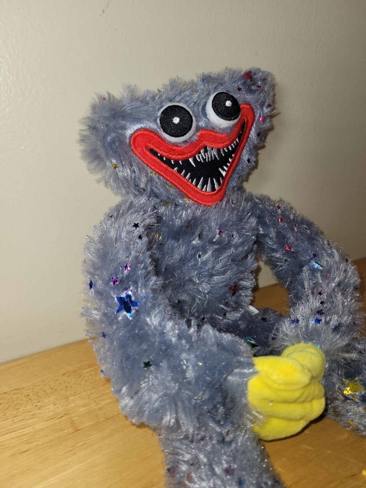 Poppy Playtime Gray Huggy Wuggy Starry Fur Plush Stuffed Animal Hug Hands
