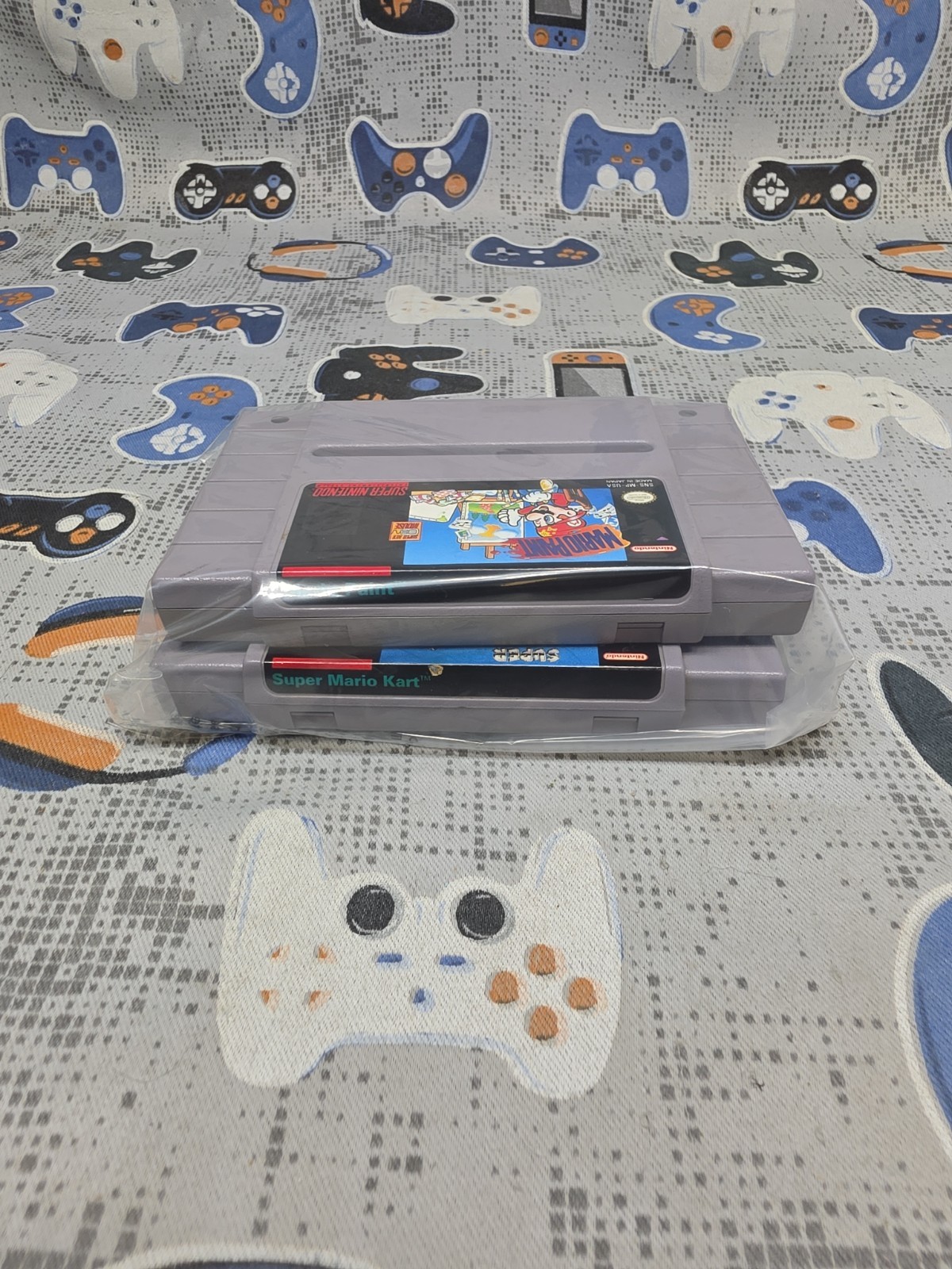 Super Mario Kart & Mario Paint (Super Nintendo SNES) CLEANED & TESTED 2-pack