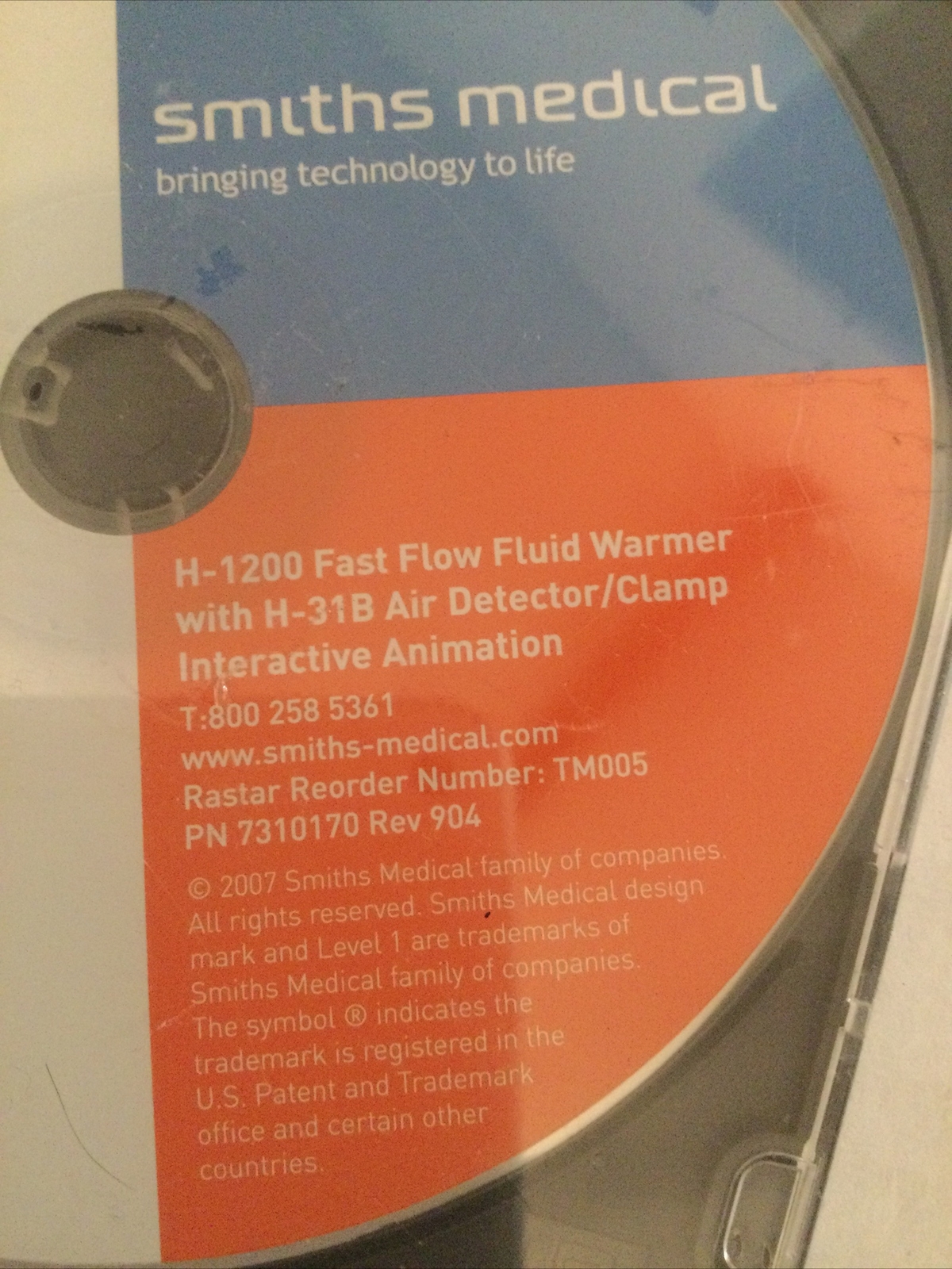 Smiths Medical 7310170 Rev 904 H-1200 Fast Flow Fluid Warmer Interactive Cdrom