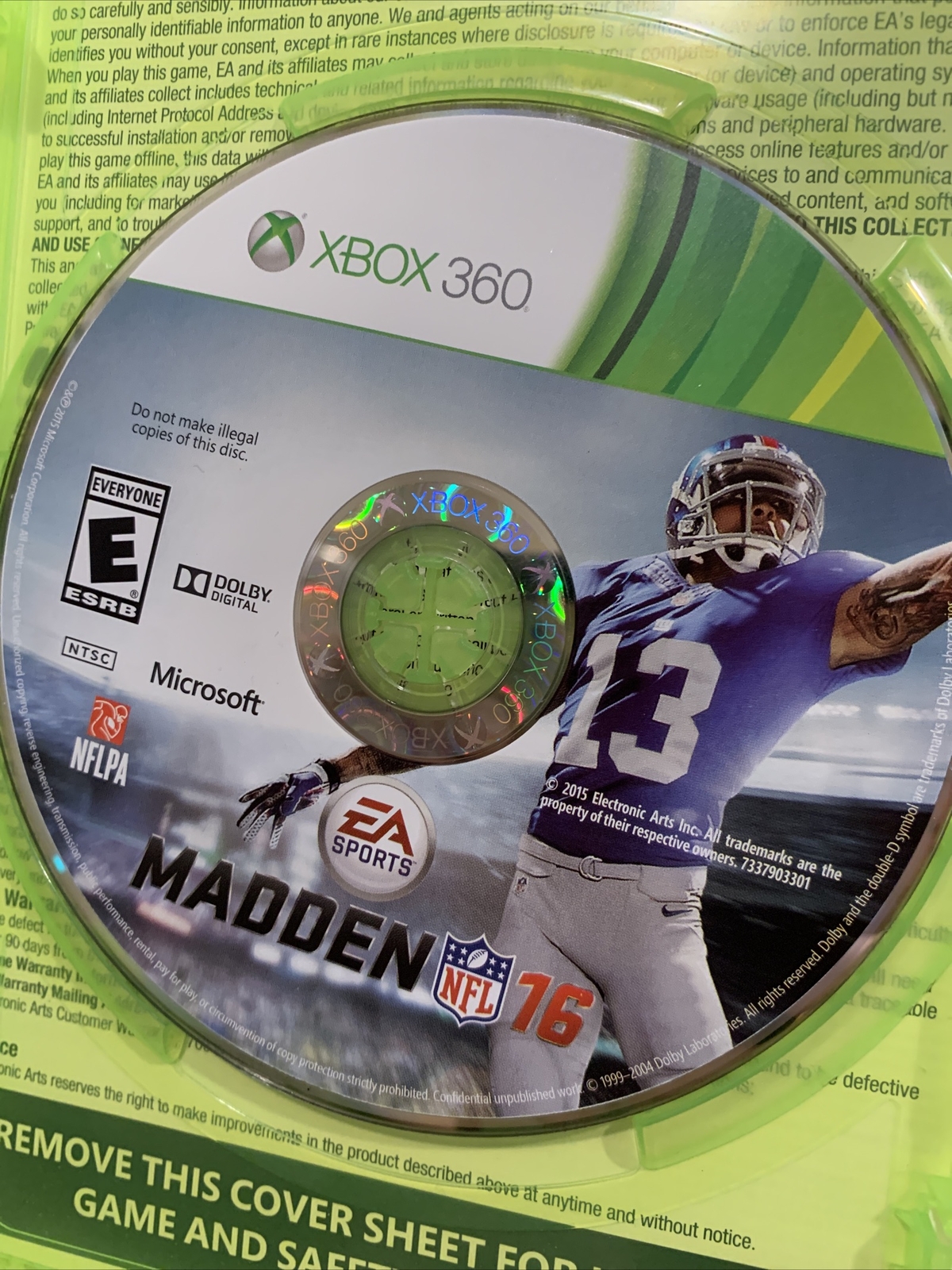 Madden NFL 16 – Xbox 360 Game – Better With Kinect Case, Game, Ads