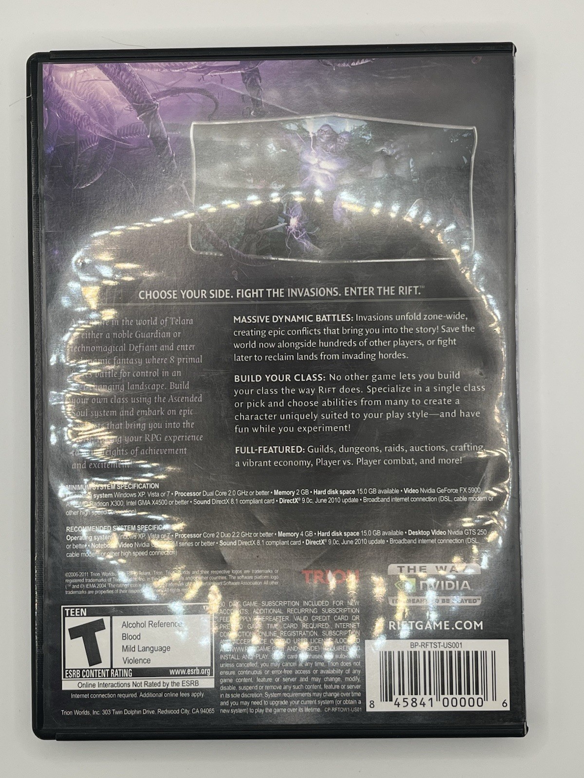 RIFT PC Game (2011) – Trion Worlds MMORPG – Original Physical Box with Disc