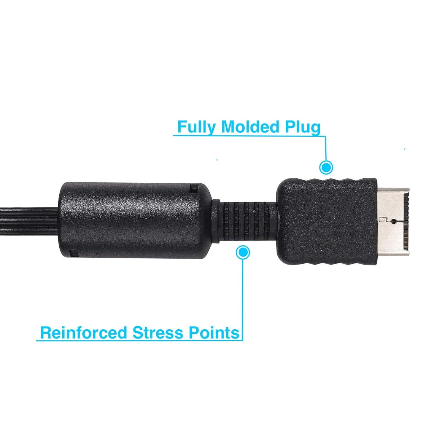 6 Feet AV to RCA Audio Video Composite Cable Cord For Sony PS1 PS2 PS3 PS3 Slim