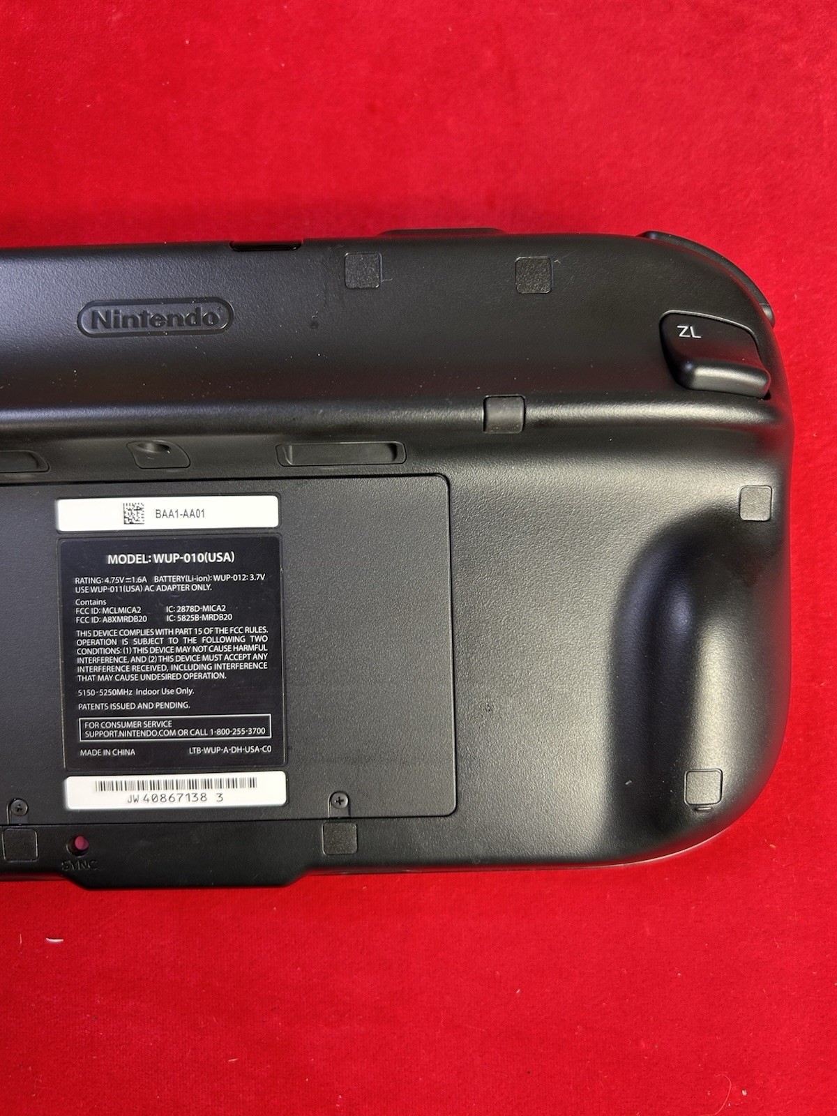 Nintendo WII U REPLACEMENT GAMEPAD CONTROLLER (WUP-010 USA) Tested OEM