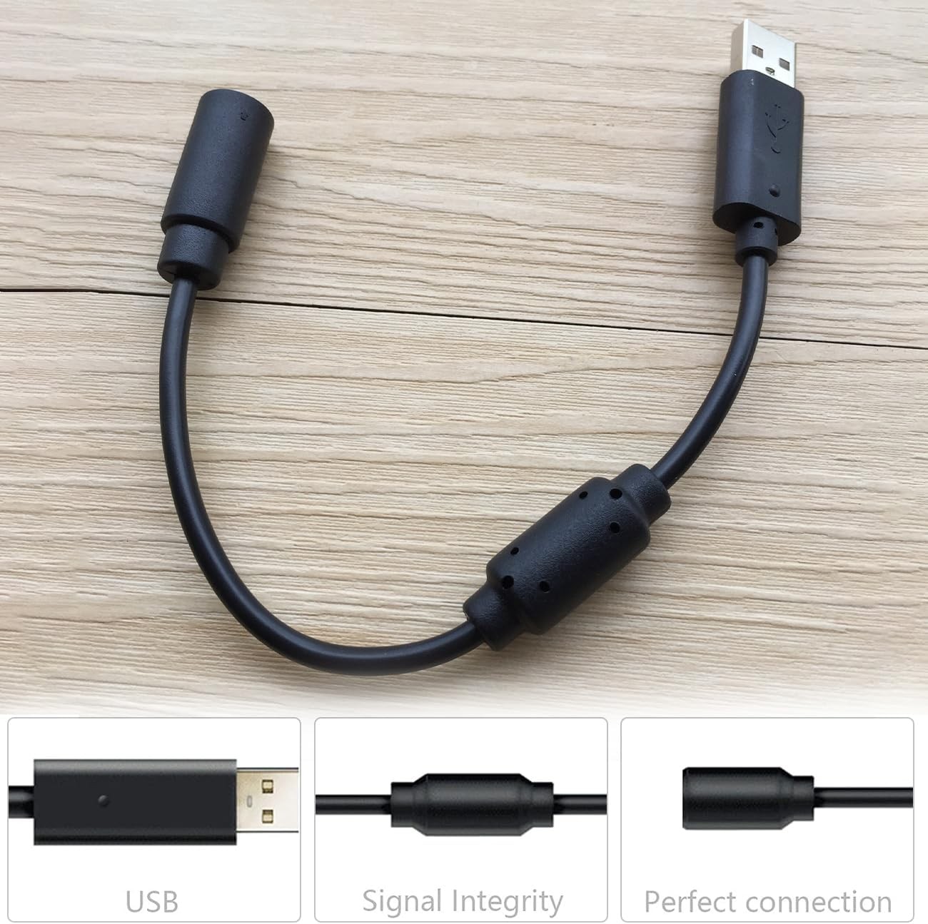Replacement Dongle USB Breakaway Cable for Xbox 360 Black