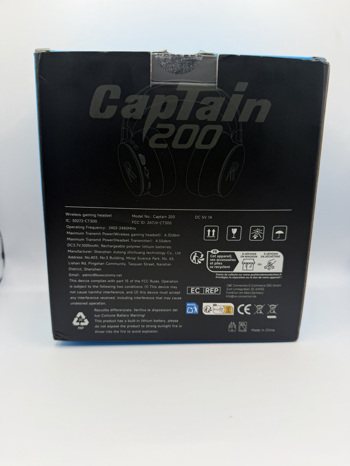 R Captain200 Black and White Gaming Headset Boom Mic Over-Ear Double Earpiece M