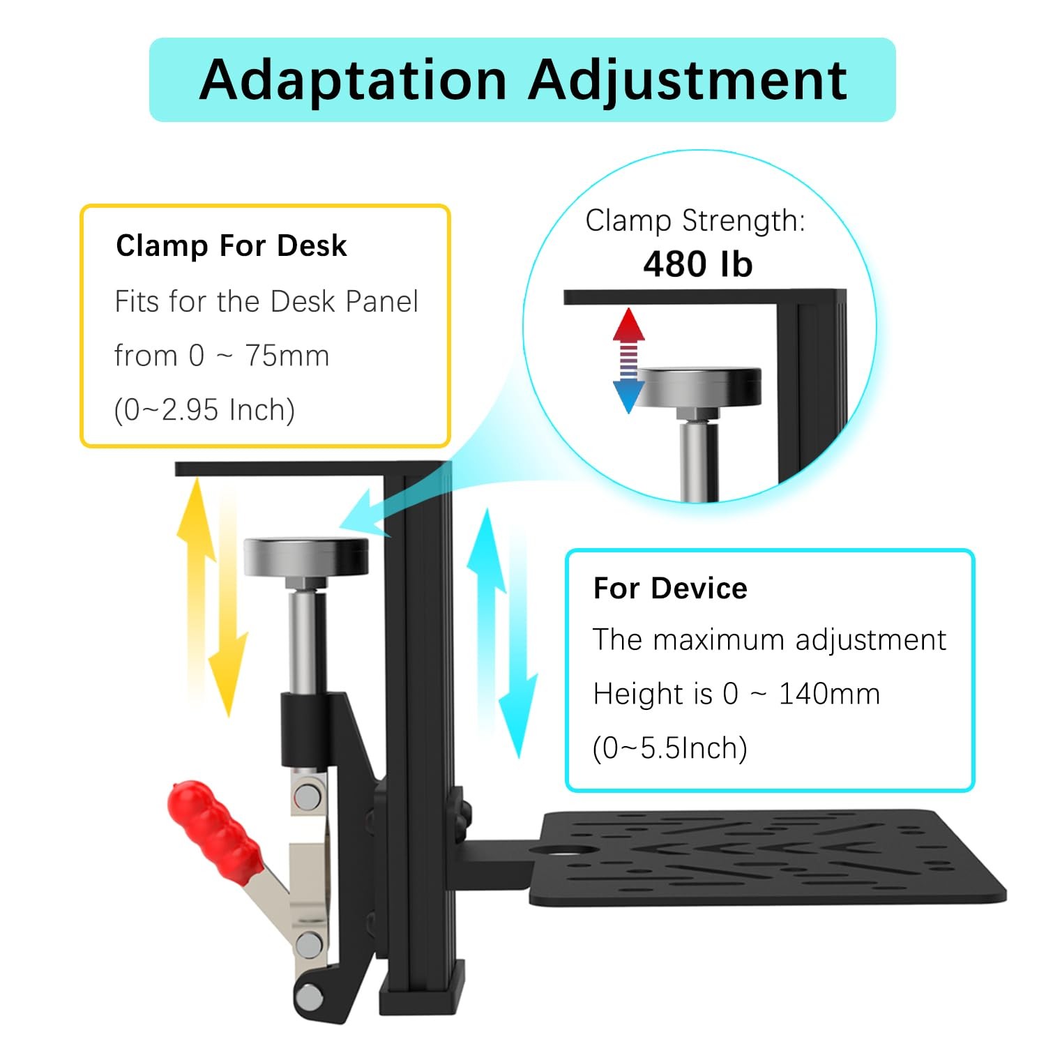 EG STARTS Desk Mount Clamp Sim Racing Wheel Stand Simulator Cockpit Black