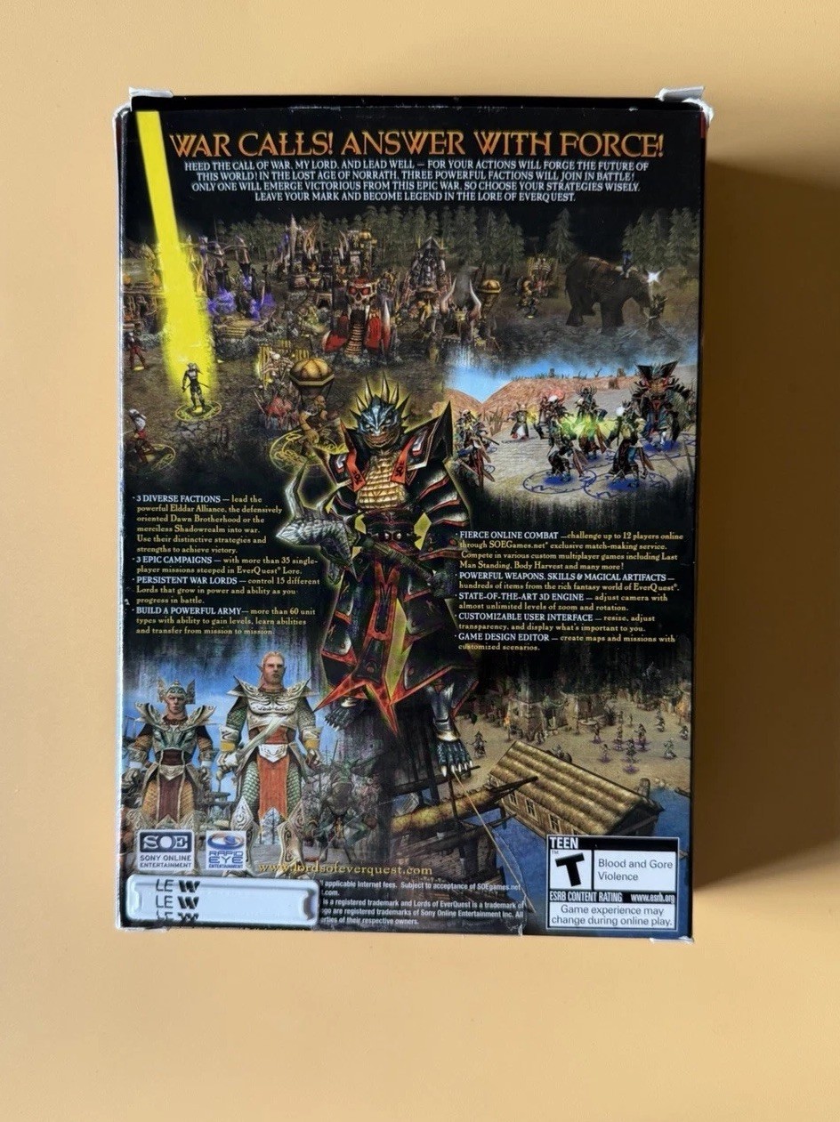 Lords of EverQuest PC Gaming Software (2003) Small Box Sony Exc. Condition Disc