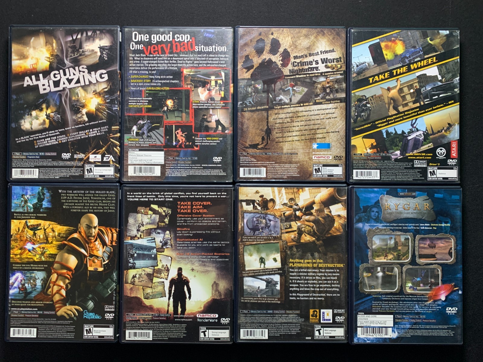 PlayStation 2 PS2 Lot 8 Games Dead to Rights Rygar Genji Black Driver 3 All CIB