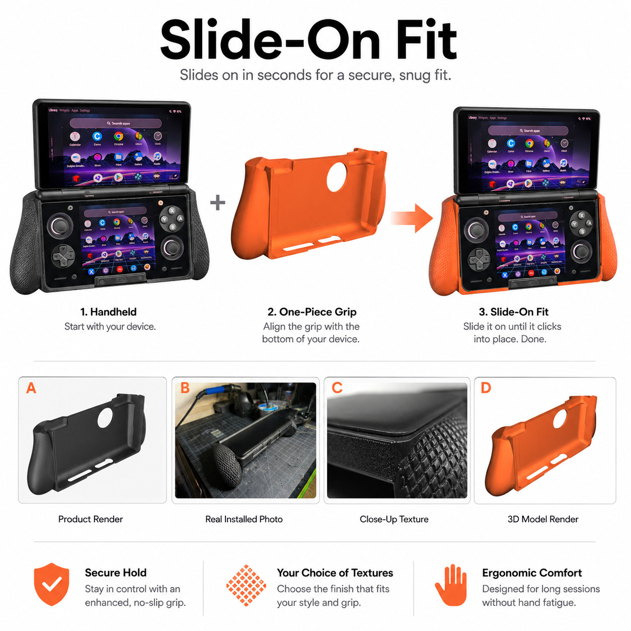AYN Thor Xbox Style COLOR Comfort Grip 3D Printed Handheld Ergonomic Grip