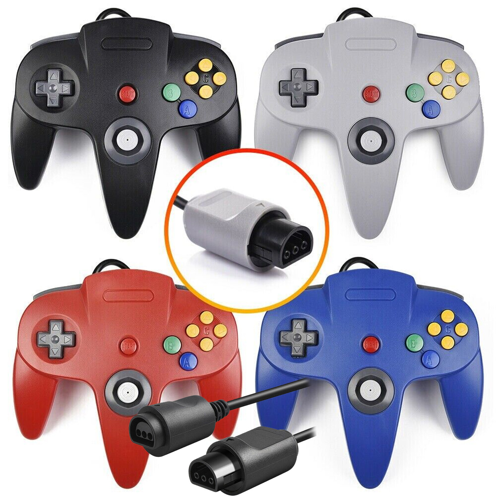 2Pack N64 Controller Joystick Gamepad Long Wired for Classic Nintendo 64 Console