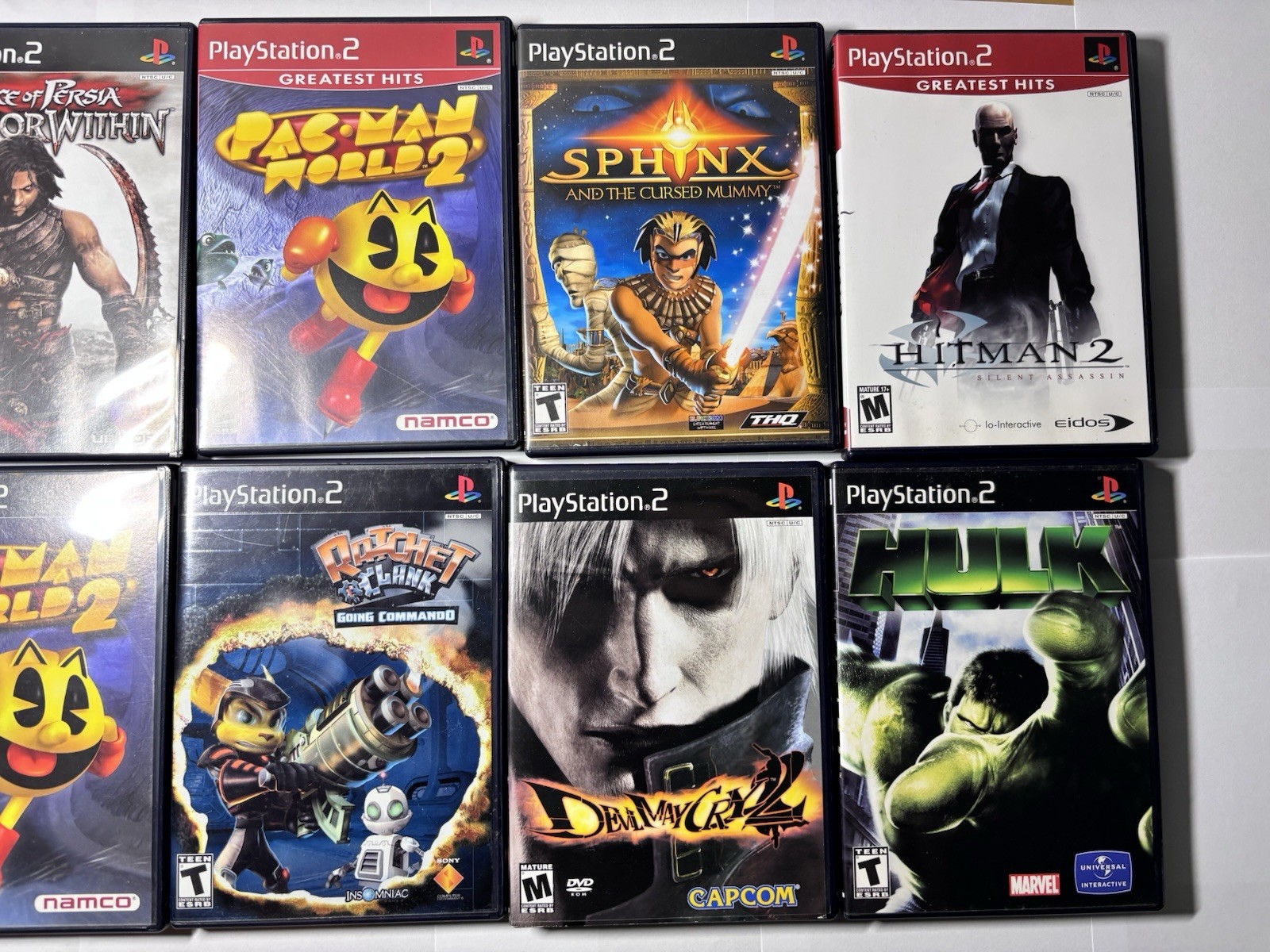 12 PlayStation 2 PS2 Games CIB Tested Lot Ratchet Sphinx Pac-Man Haunted Mansion