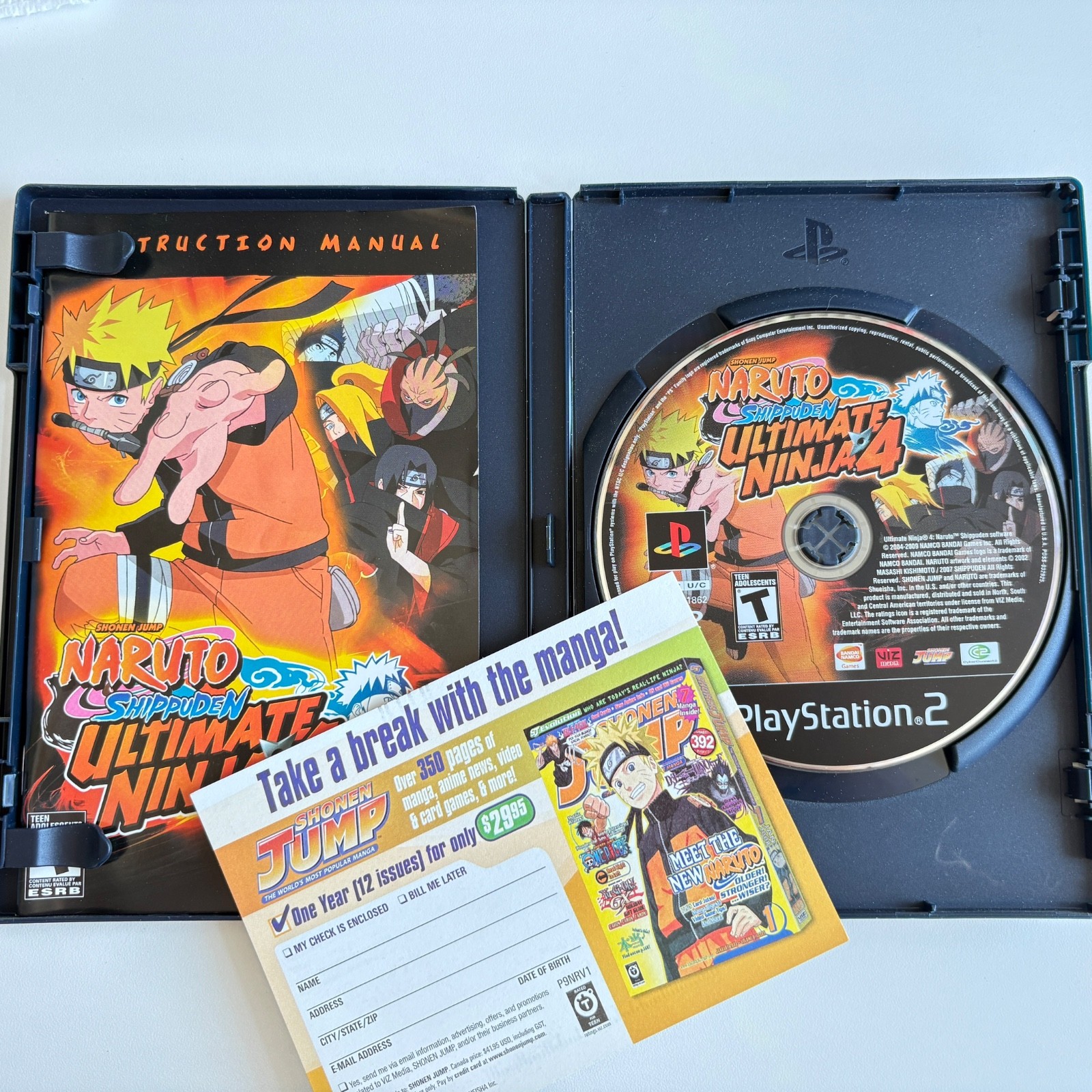 Naruto Shippuden Ultimate Ninja 4 (Sony Playstation 2, 2009) Complete Tested Wor