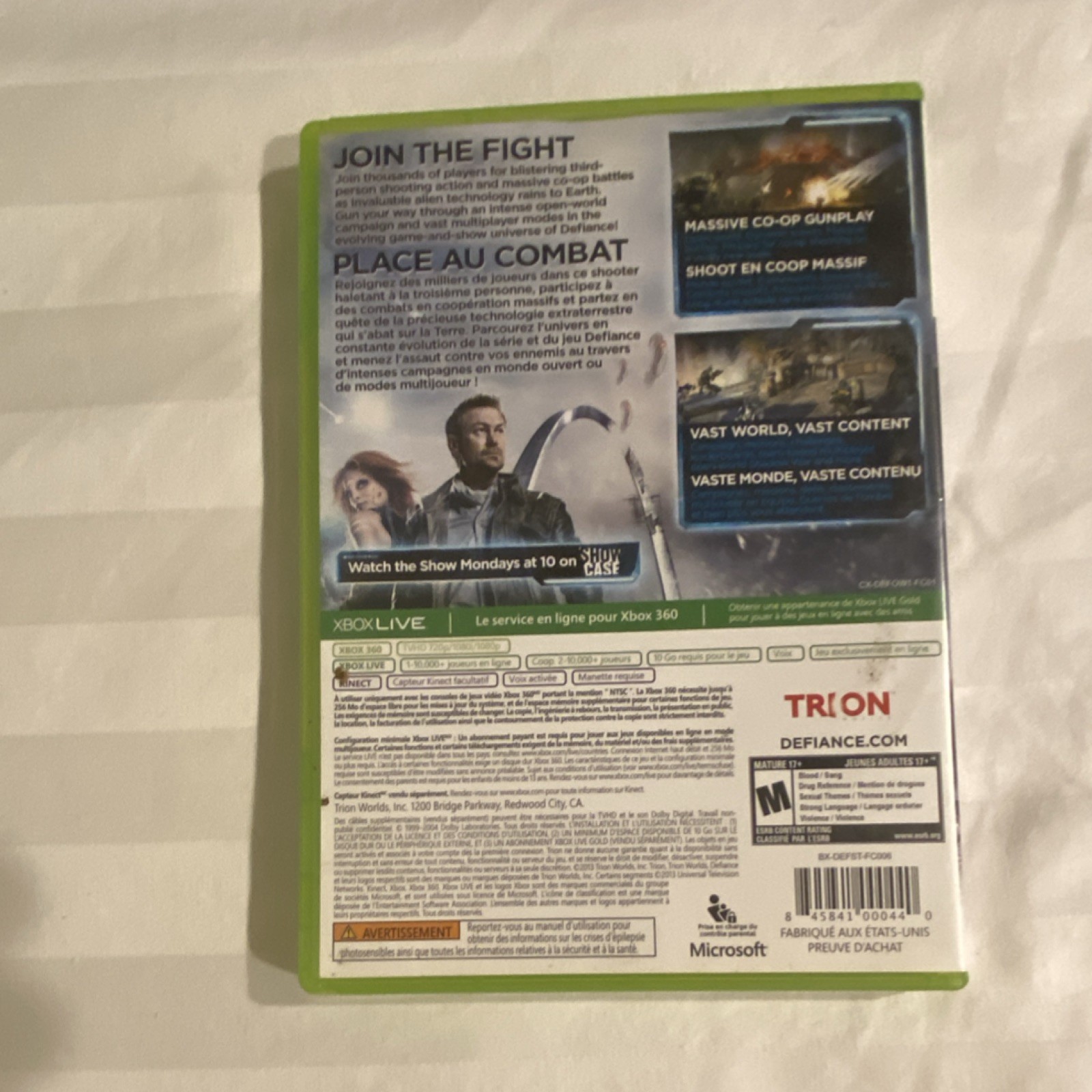 Trion Worlds Defiance Xbox 360 Action Adventure Shooter Manual Included Co-op