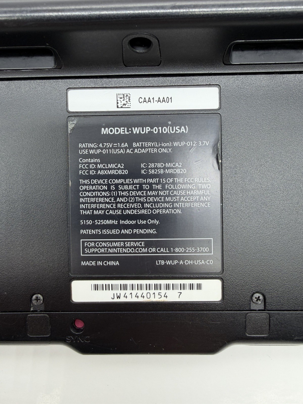 Nintendo Wii U Gamepad Controller Only WUP-010(USA) Black Free shipping~Tested