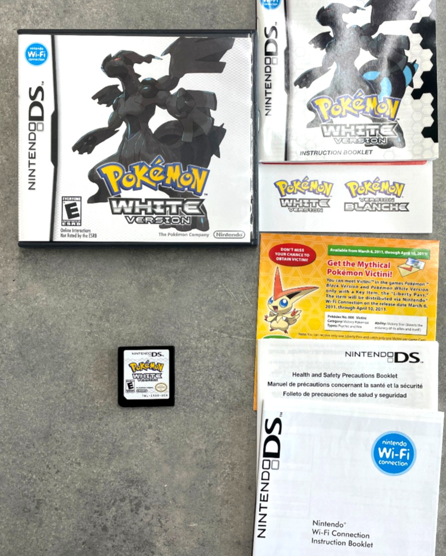 Pokemon White Version 1 AUTHENTIC GENUINE Nintendo DS 3DS 2DS XL COMPLETE CIB