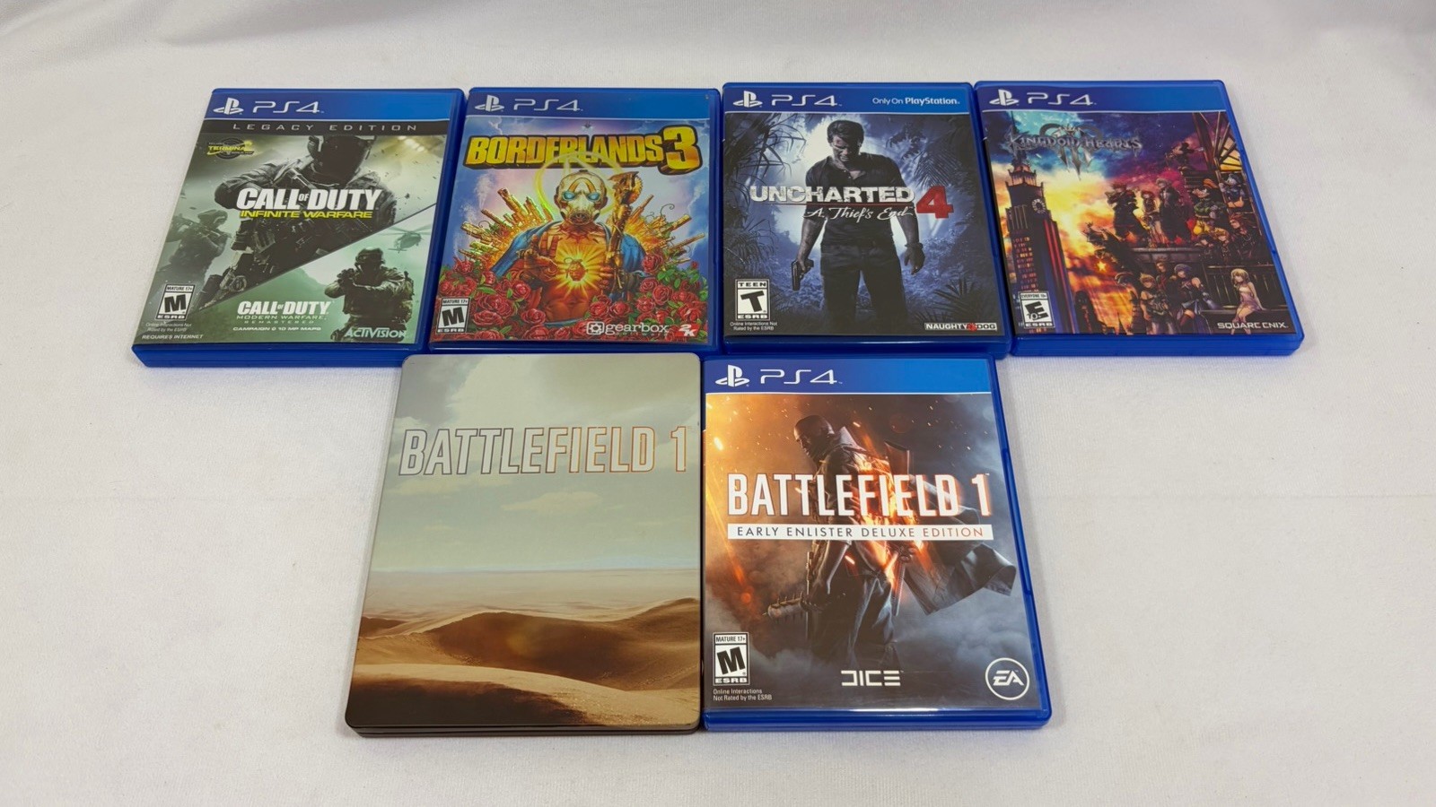 Sony PlayStation 4 PS4 Game Lot Of 5 Kingdom Hearts III Battlefield Steelbook