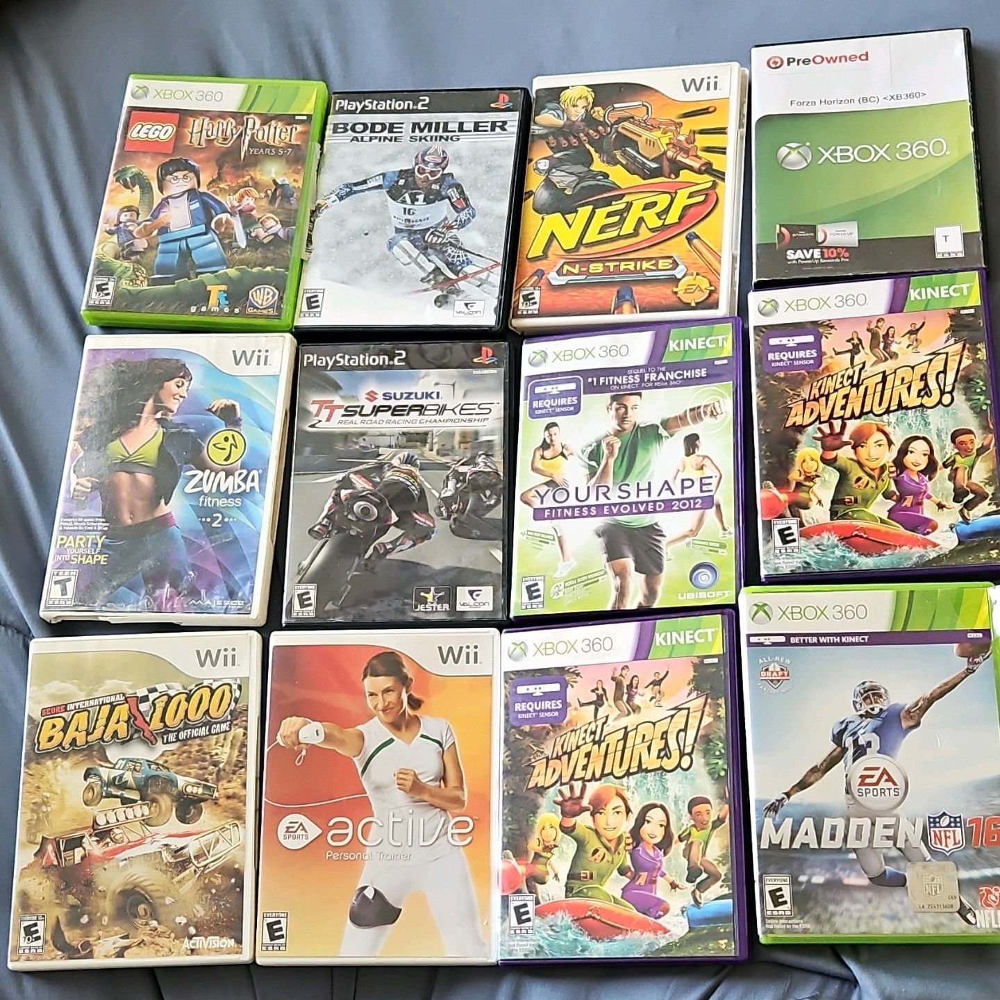 Microsoft Nintendo Mixed Lot Video Games Xbox 360 Kinect Wii PS2. Untested.