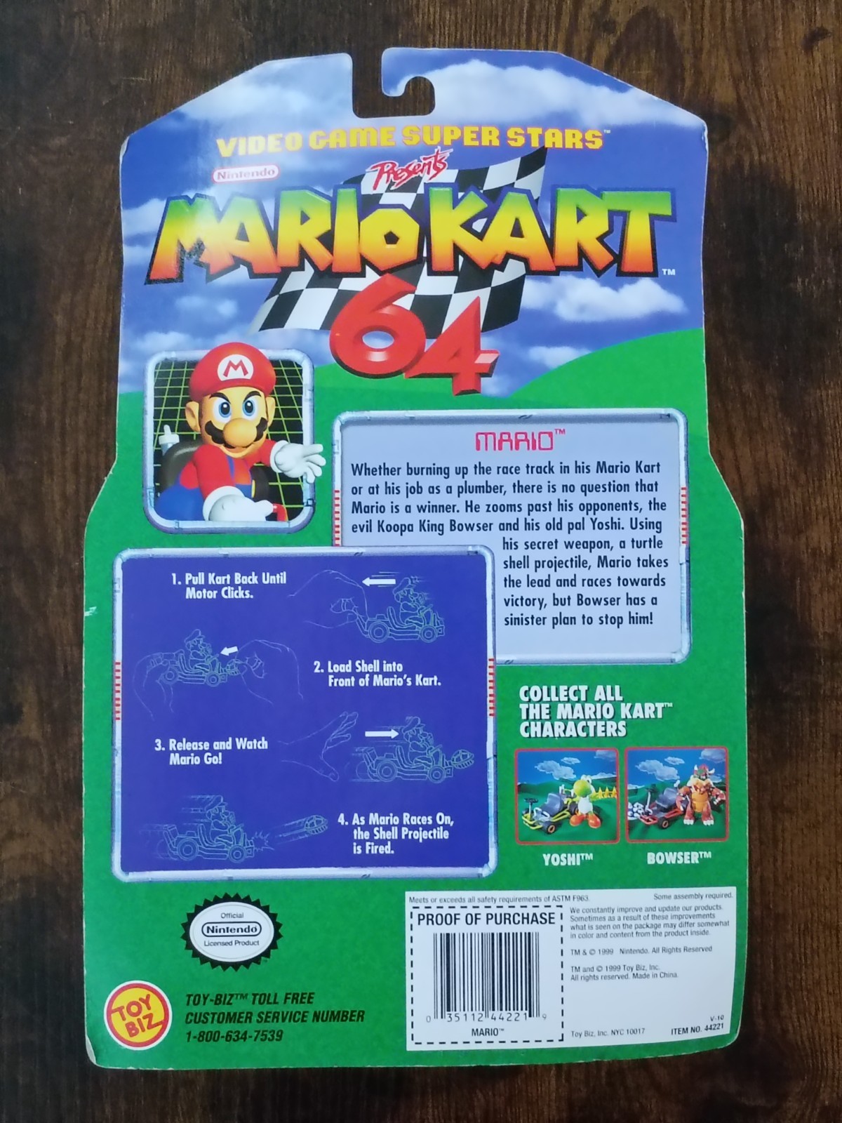 *SEALED* 1999 TOYBIZ SUPER MARIO KART 64 Mario Figure #44221 ~ RARE