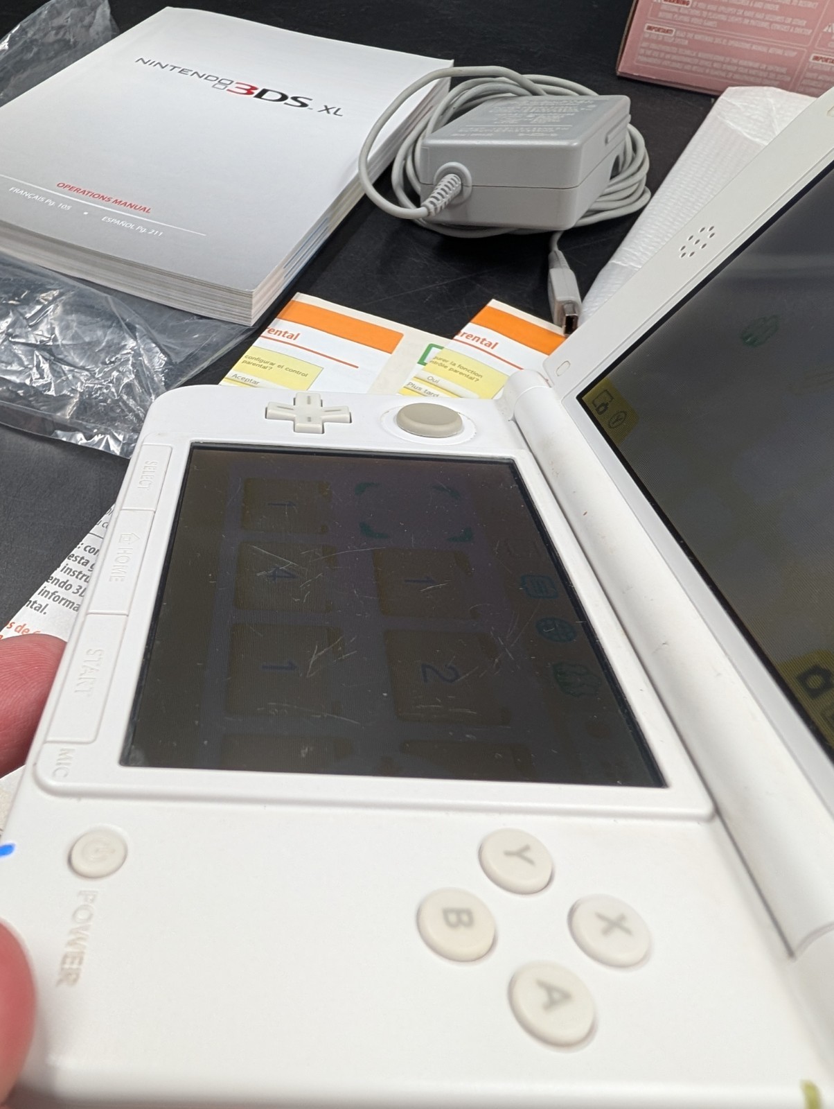 Nintendo 3DS XL Pink White Handheld Console CIB Matching Serials US