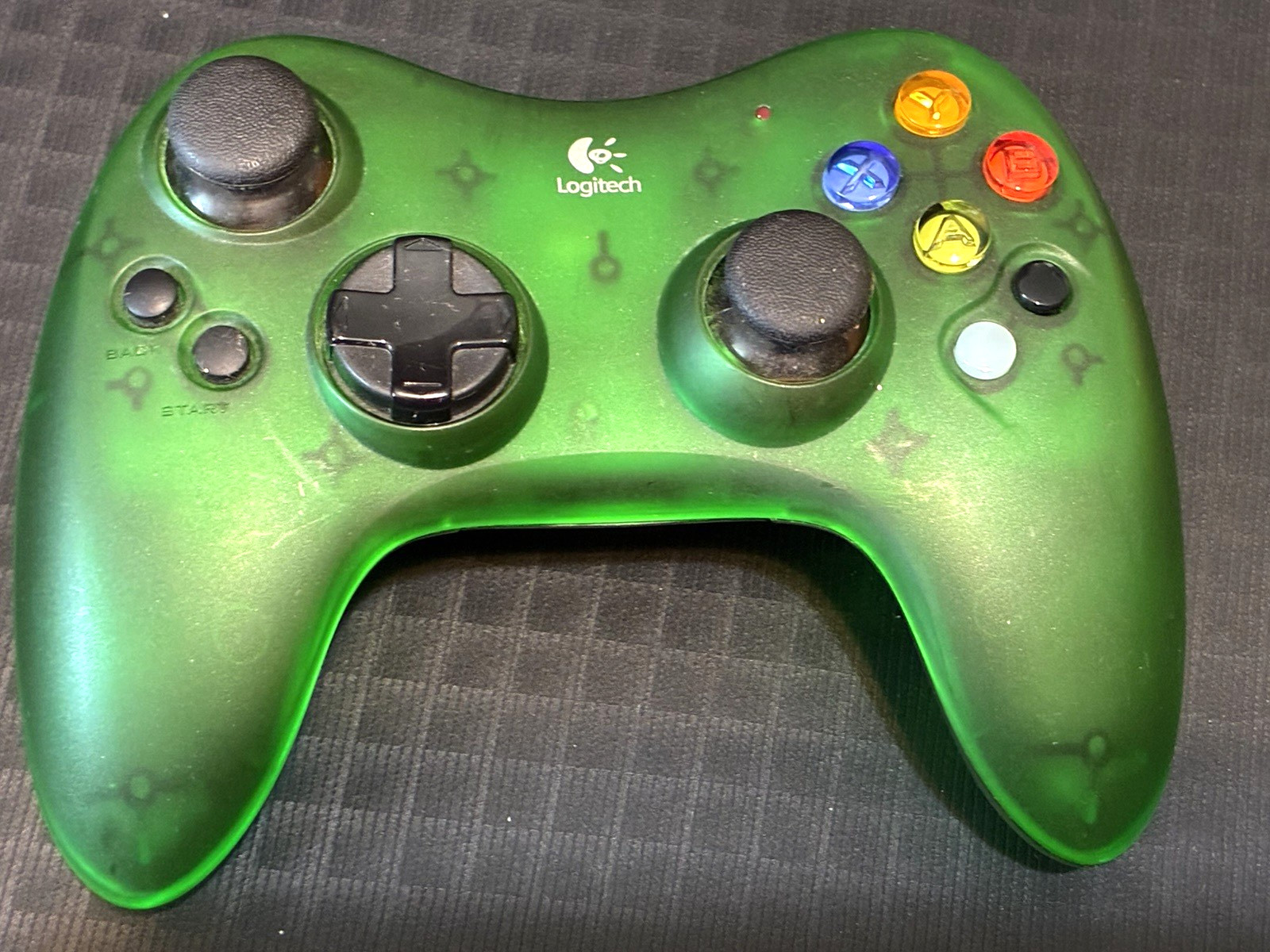Vintage Logitech Green Attack Controller XBox Lights up Not Tested