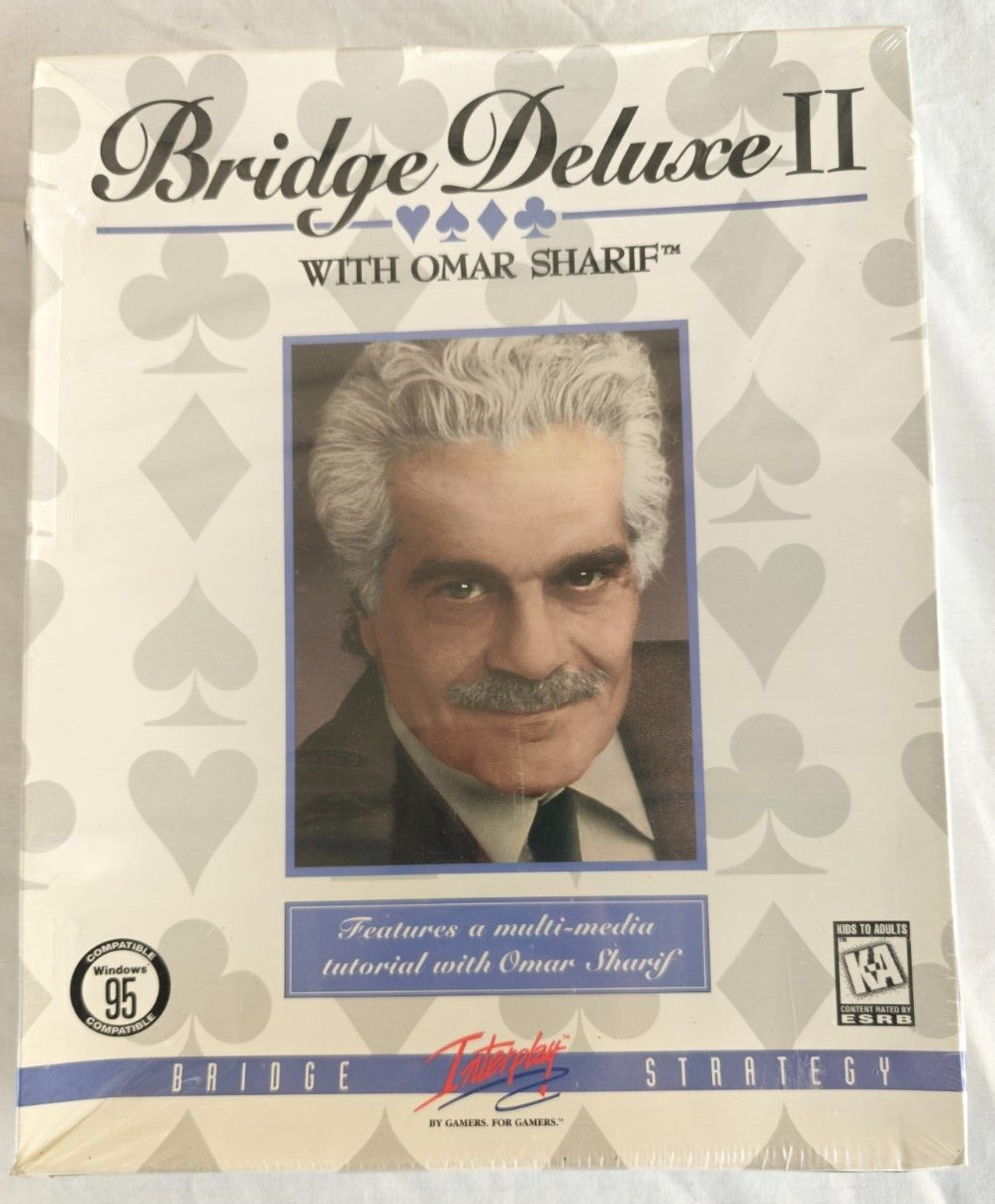 Bridge Deluxe II With Omar Sharif (PC Windows 95, CD-ROM) Interplay Productions
